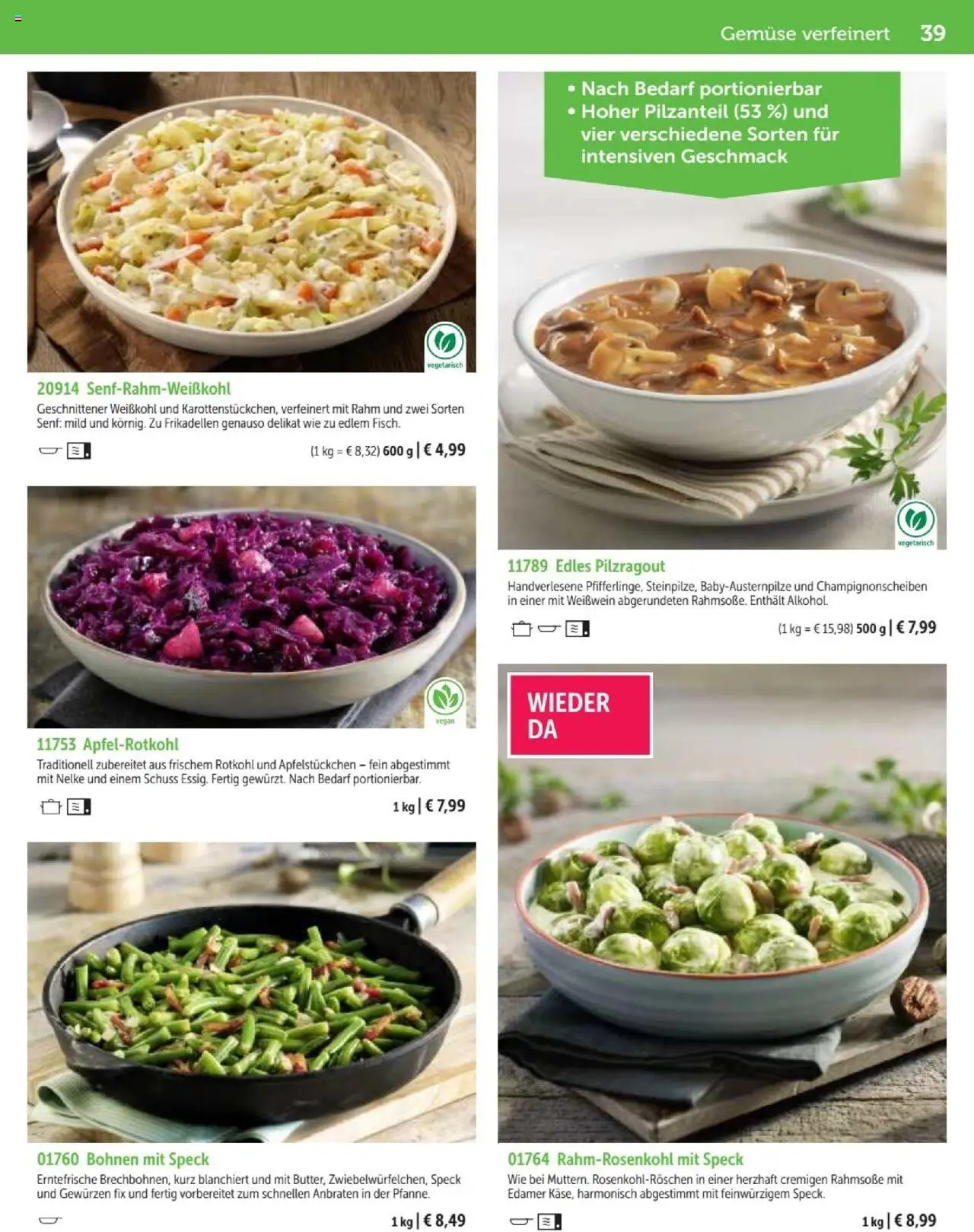 Bofrost Katalog - gültig ab dem 07.09.2025 | Seite: 39 | Produkte: Rotkohl, Weißwein, Edamer, Gemüse