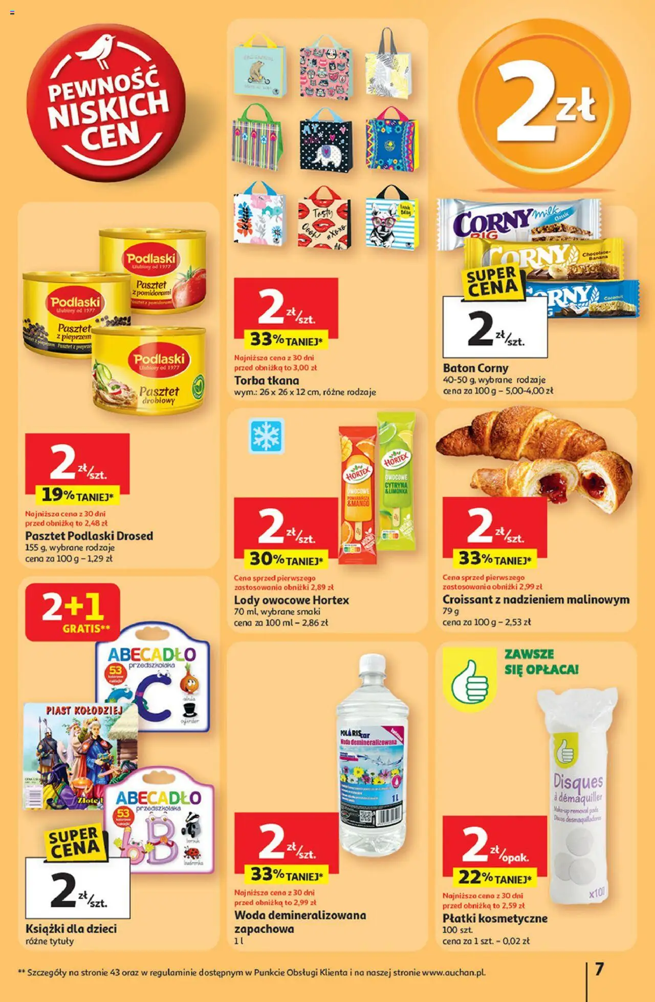 Auchan Gazetka - Pewność niskich cen Hipermarket od 18.09.2025 | Strona: 7 | Produkty: Torba, Książki, Baton, Płatki