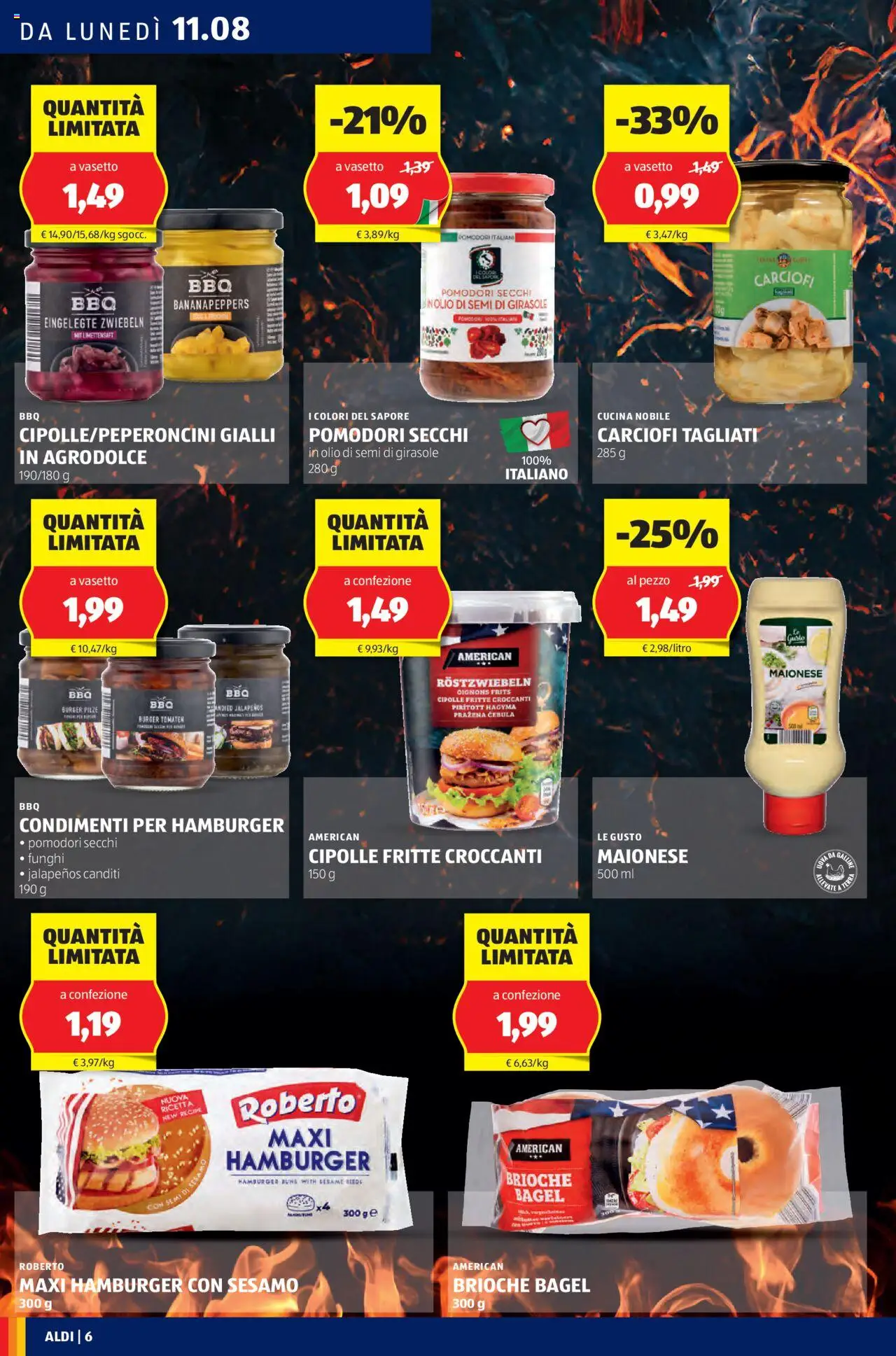 Volantino Aldi del 11.08.2025 | Pagina: 6 | Prodotti: Cipolle, Olio, Pomodori, Olio di semi di girasole