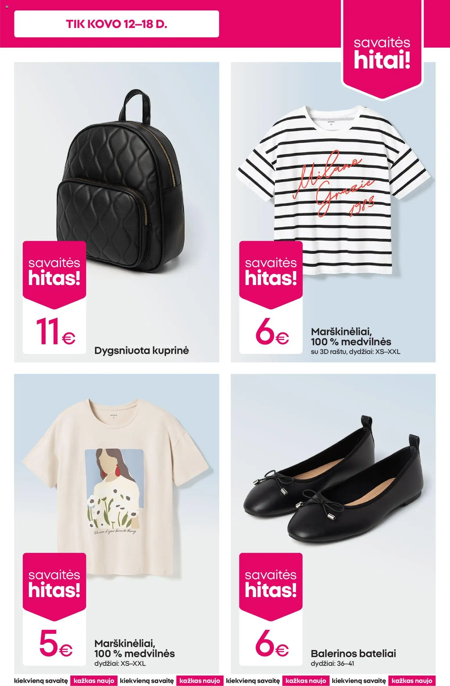 Pepco akcijos nuo 12.03.2026 | Puslapis: 5 | Prekių: Balerinos bateliai, Kuprinė