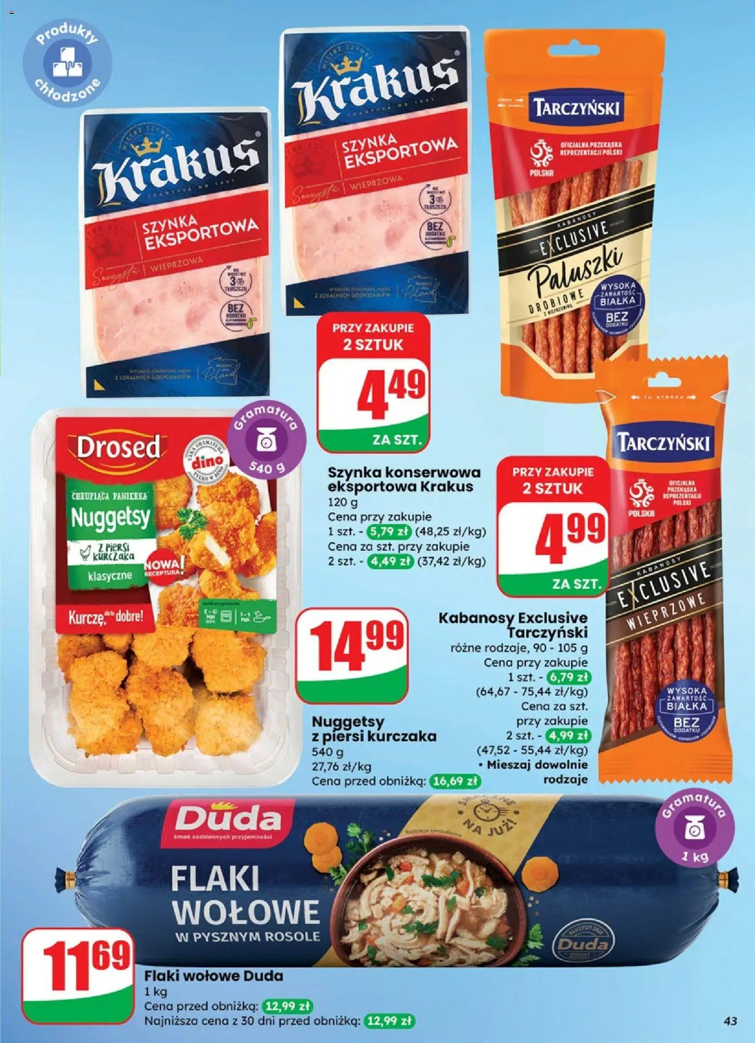 Dino Gazetka od 29.10.2025 | Strona: 43 | Produkty: Kabanosy, Szynka, Flaki, Flaki wołowe