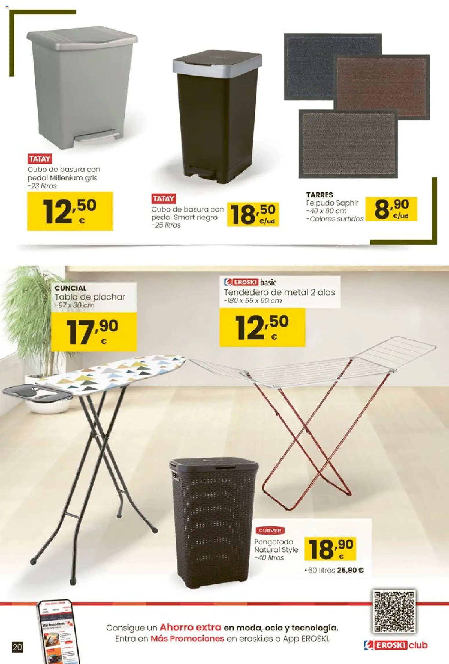 Eroski -  Qué agusto │ válido desde el 07.01.2026 | Página: 20 | Productos: Tendedero, Διακόπτης κυκλώματος, Felpudo