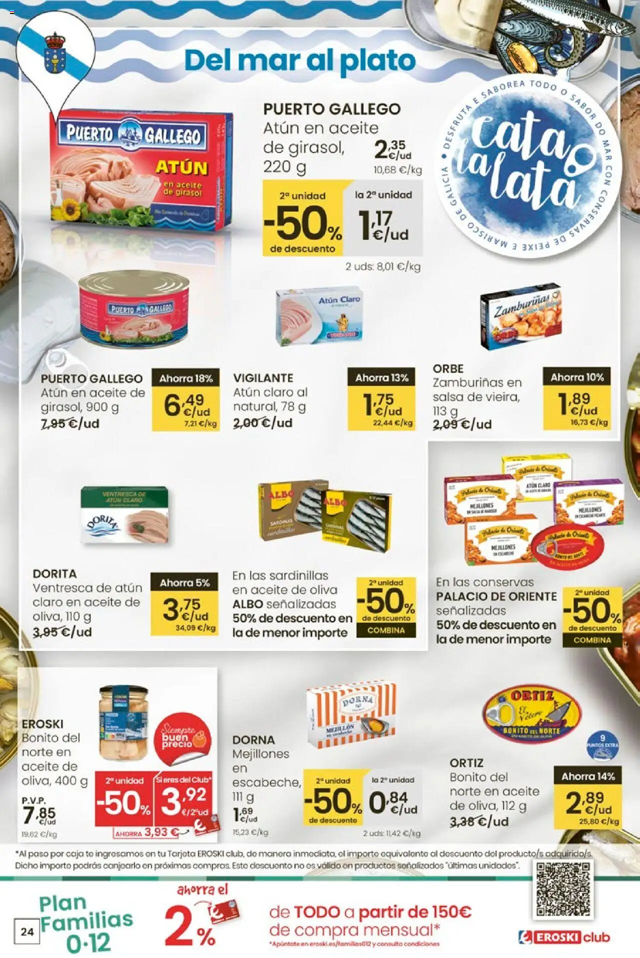 Eroski - Ofertones para conquistarte │ válido desde el 12.06.2025 | Página: 24 | Productos: Sardinillas, Aceite, Aceite de oliva, Atún claro