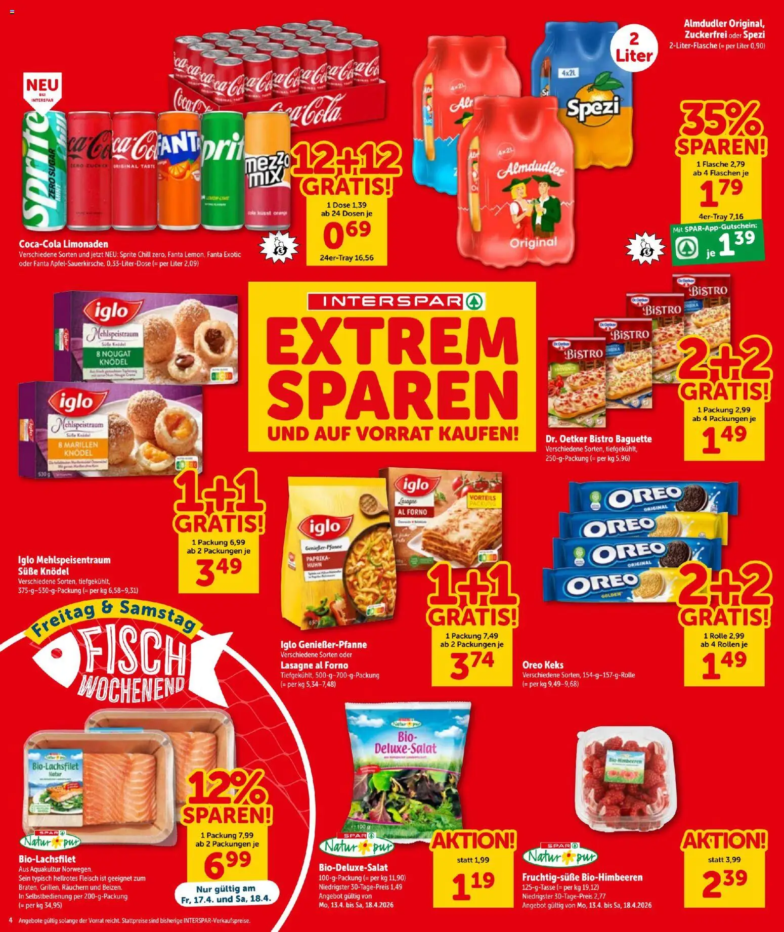 Interspar - Flugblatt gültig ab 16.04.2026 | Seite: 4 | Produkte: Zucker, Jääkaappipakastin, Fisch