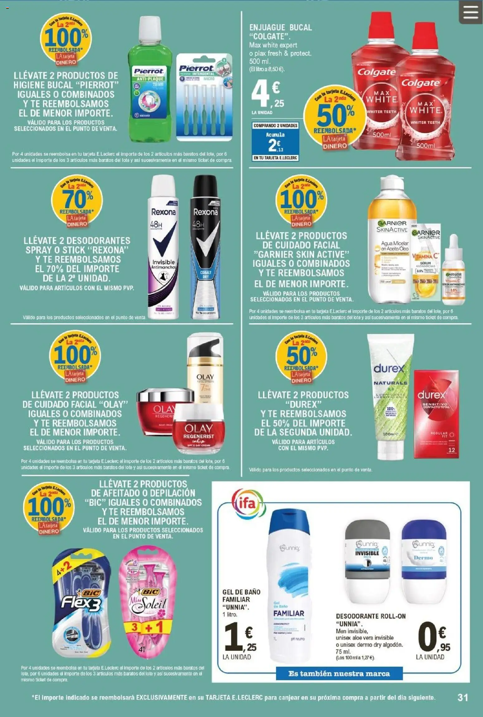 E.Leclerc folleto │ válido desde el 04.02.2026 | Página: 31 | Productos: Agua micelar, Desodorante, Gel de baño, Té
