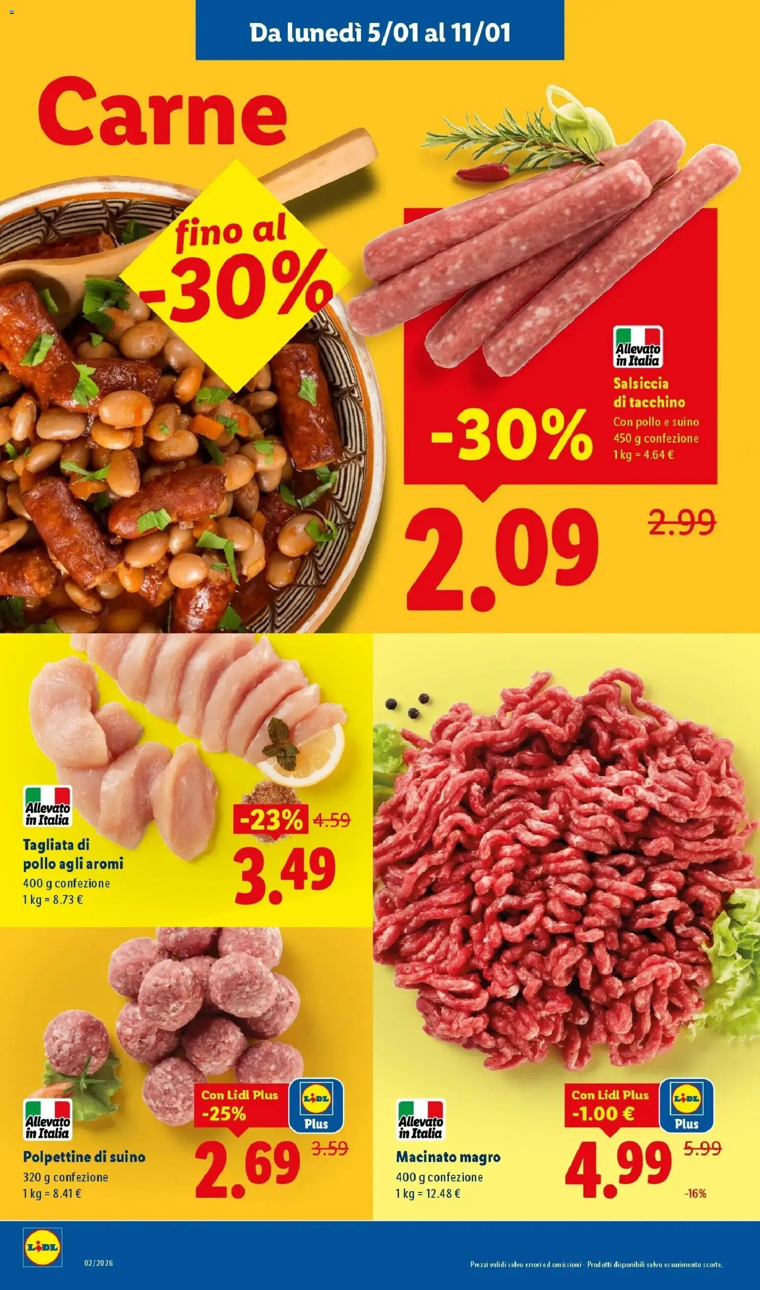 Volantino Lidl del 05.01.2026 | Pagina: 4 | Prodotti: Pollo, Suino, Salsiccia, Macinato