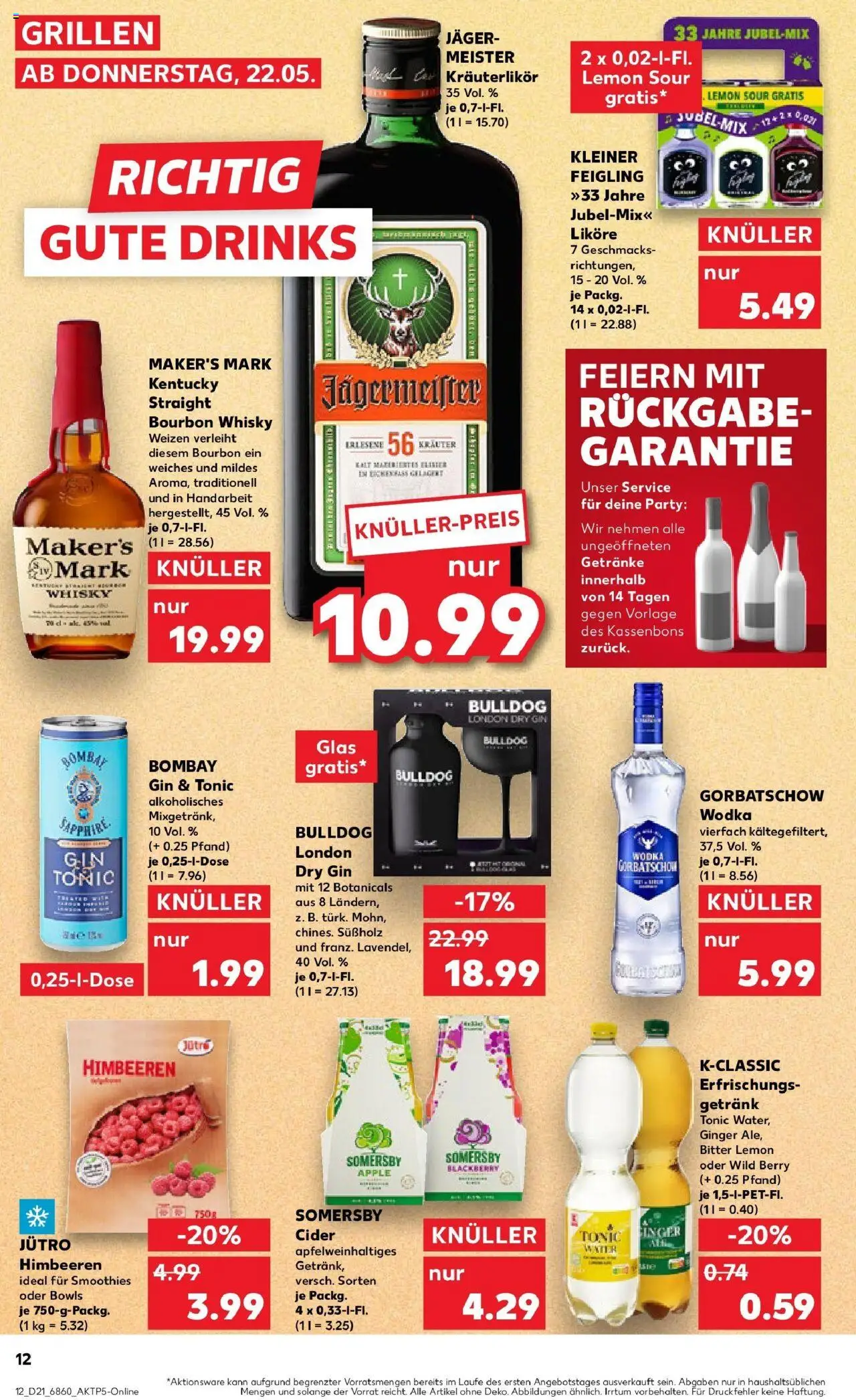 Kaufland prospekt Bad Kreuznach	 - gültig ab dem 22.05.2025 | Seite: 12 | Produkte: Himbeeren, Apple, Bourbon, Gin