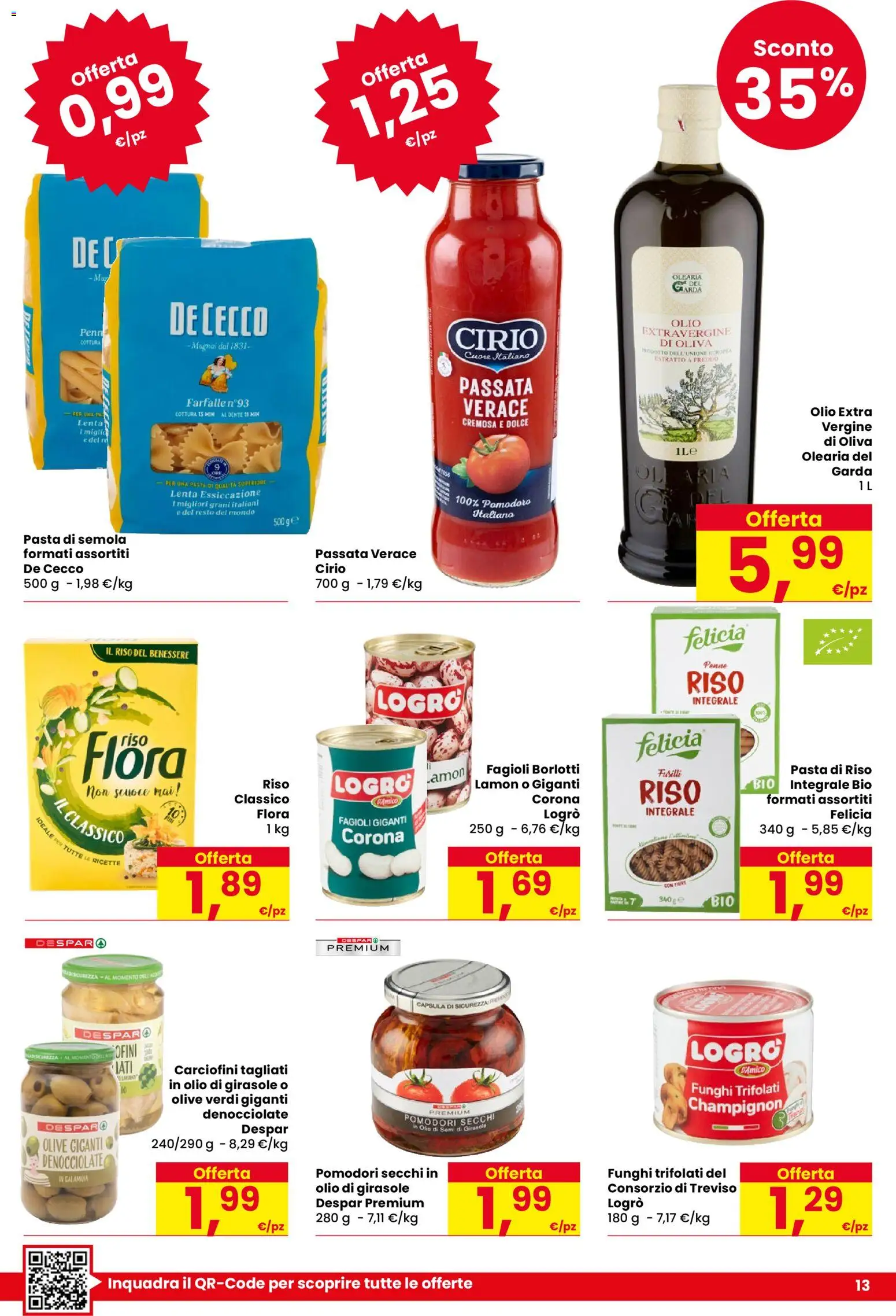 Volantino Despar del 09.04.2026 | Pagina: 13 | Prodotti: Riso, Olio, Pasta, Olio di semi di girasole