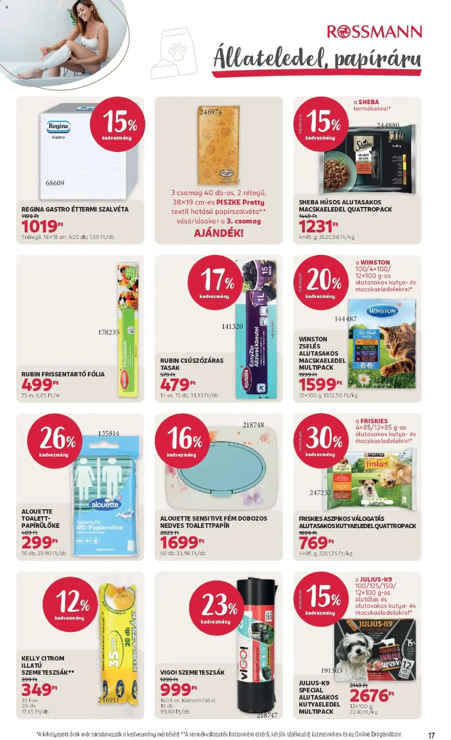 Rossmann akciós ujság - amely érvényes a következő dátumtól: 05.01.2026 | Oldal: 17 | Termékek: Macskaeledel, Szemeteszsák, Kutyaeledel, Citrom