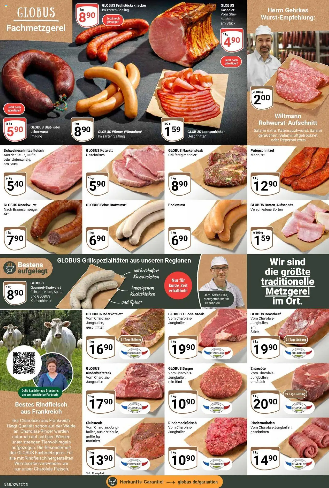 Globus prospekt Neubrandenburg	 - gültig ab dem 29.06.2025 | Seite: 11 | Produkte: Bockwurst, Entrecote, Putenschnitzel, Salami