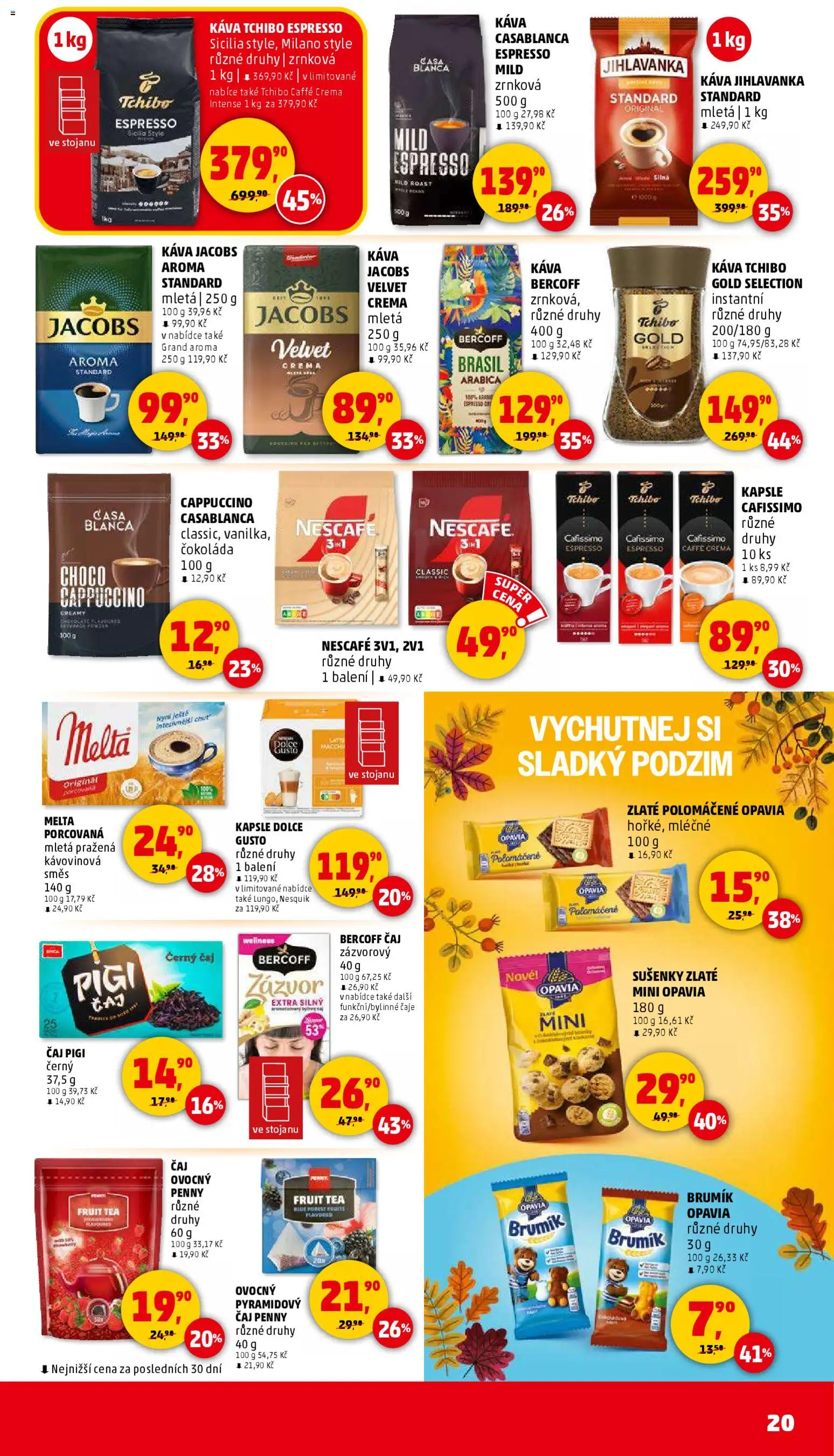 Penny Market leták - Čtvrtečník od 30.10.2025 | Strana: 20 | Produkty: Tchibo, Čaje, Caffè crema, Cafissimo