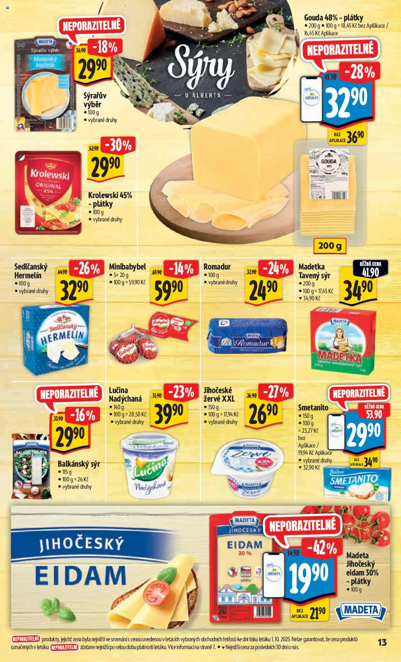 Albert leták - Hypermarket od 08.10.2025 | Strana: 21 | Produkty: Sedlčanský Hermelín, Gouda, Balkánský sýr, Žervé