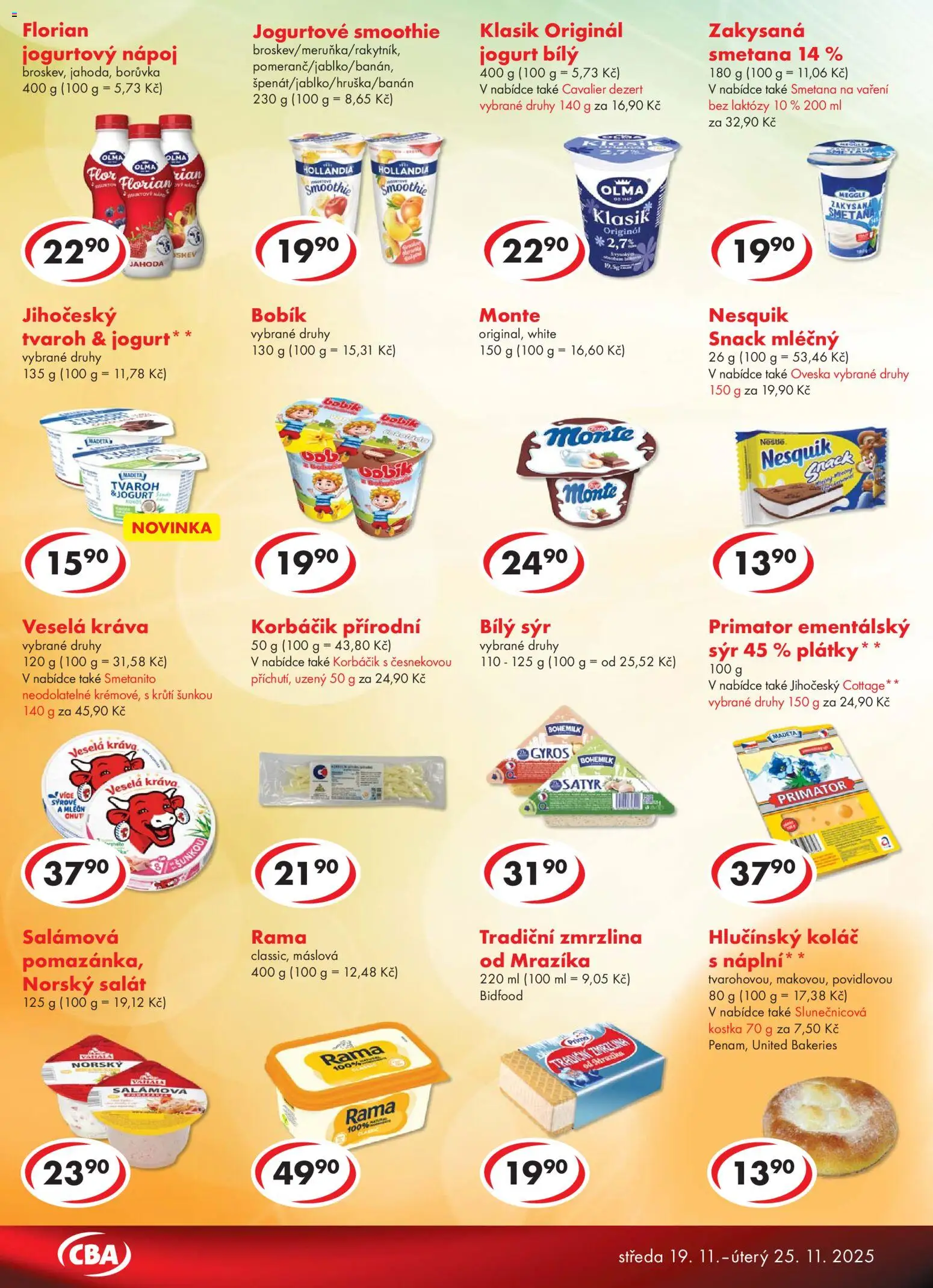 CBA leták - Premium od 19.11.2025 | Strana: 2 | Produkty: Sýr, Jogurt, Rama, Smetana na vaření