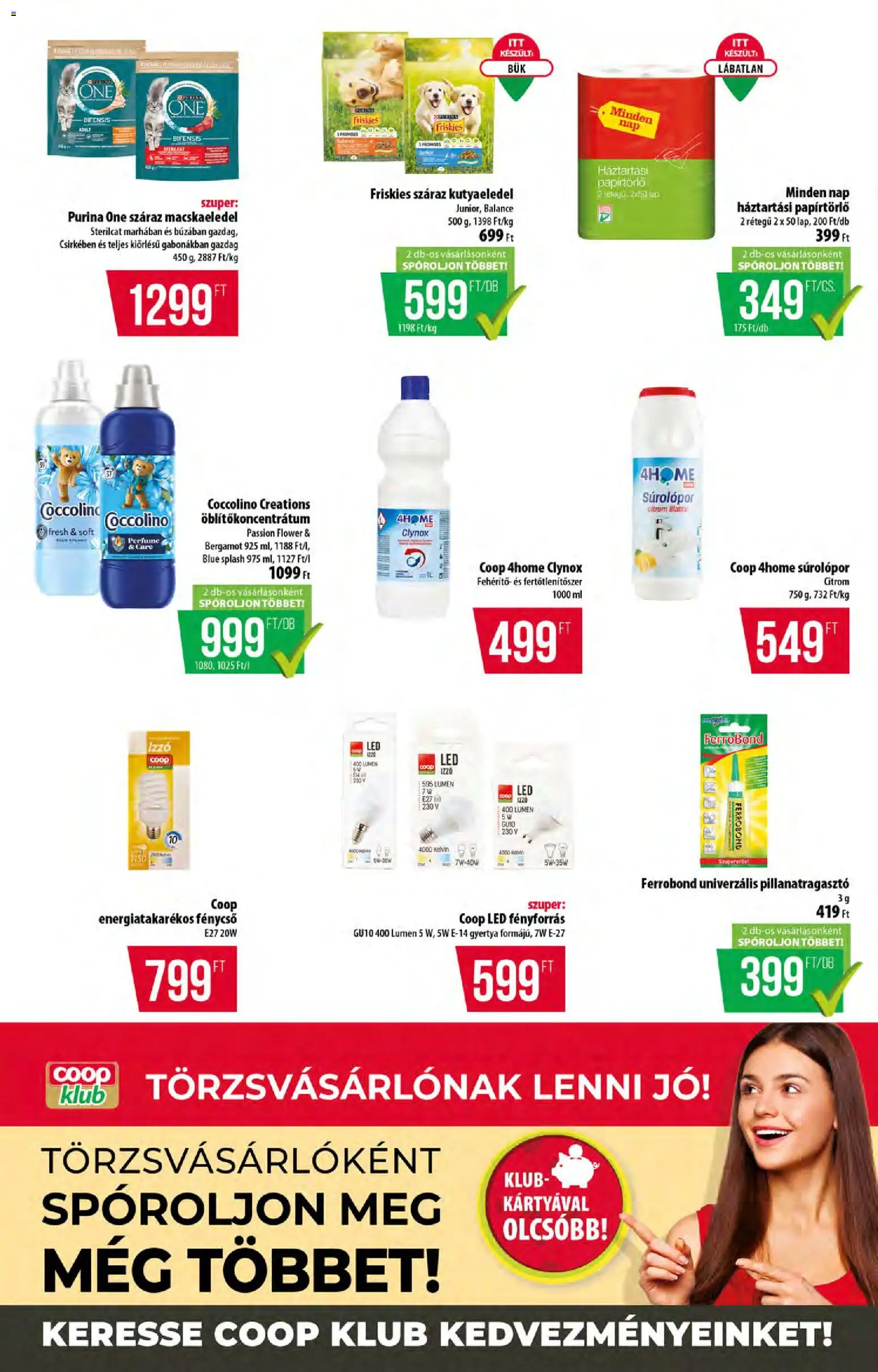 COOP akciós ujság - amely érvényes a következő dátumtól: 05.02.2026 | Oldal: 11 | Termékek: Coccolino, Macskaeledel, Izzó, Gyertya