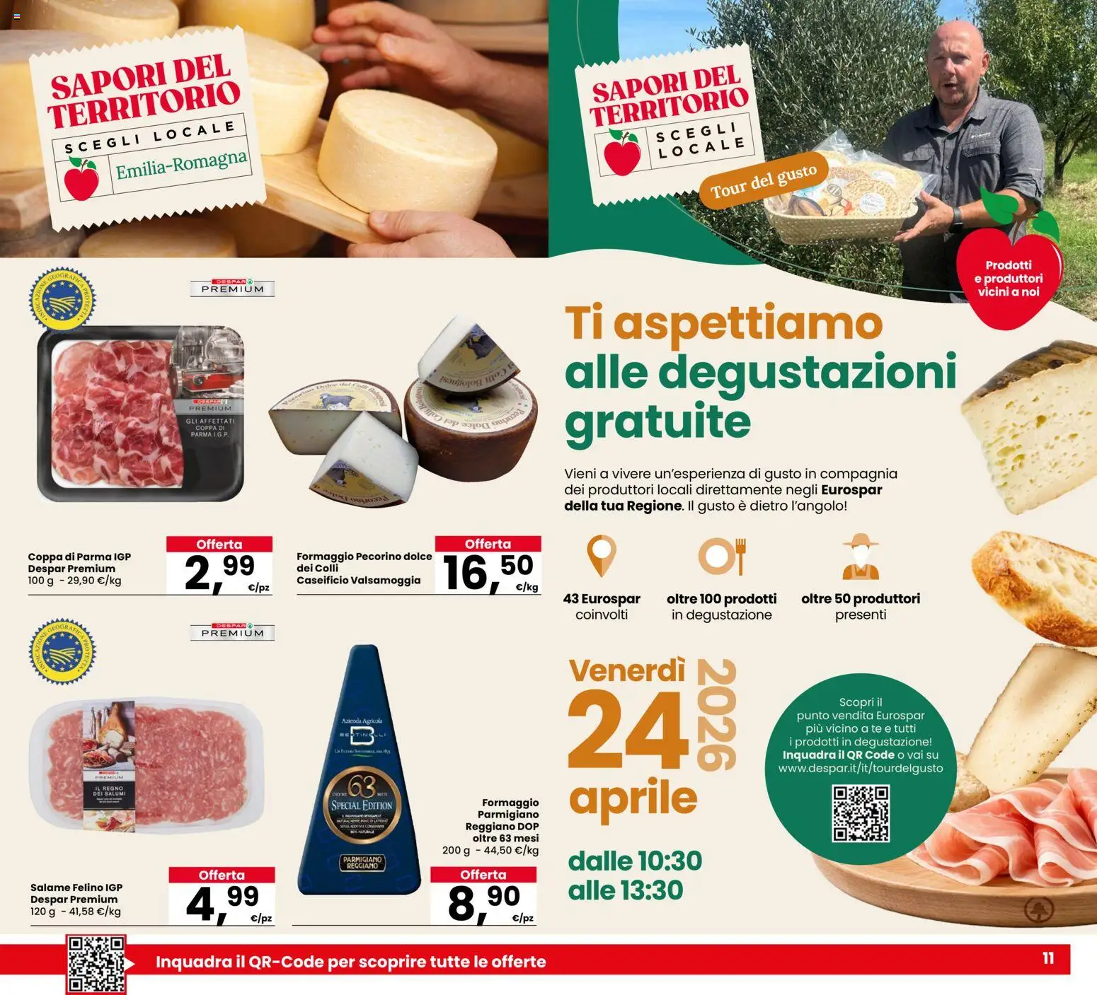 Volantino Despar del 21.04.2026 | Pagina: 11 | Prodotti: Salame, Formaggio, Parmigiano, Pecorino