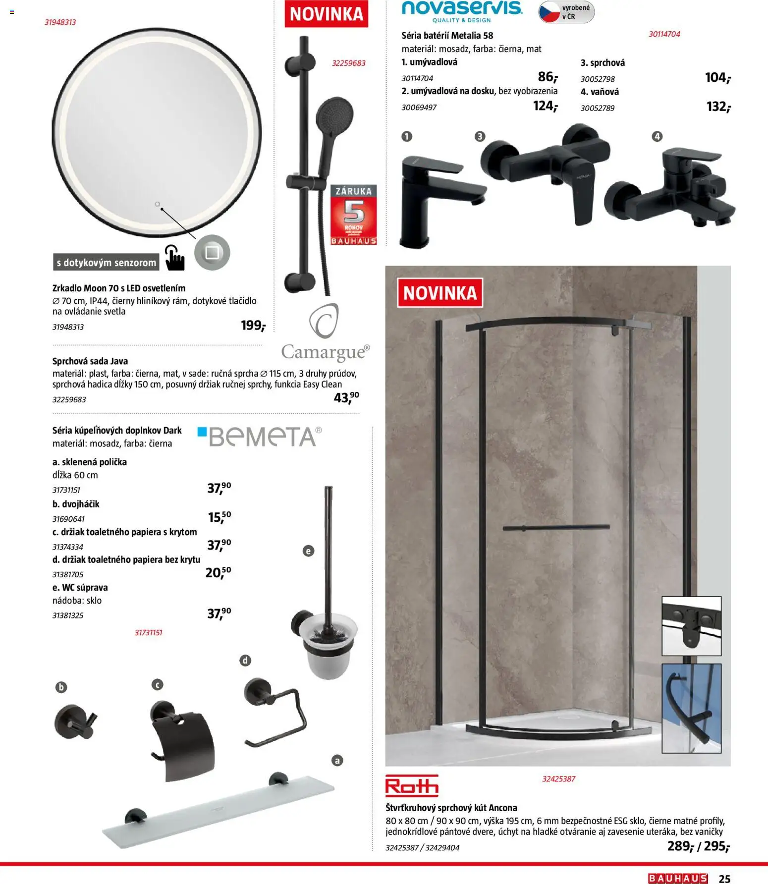 Nové Bauhaus akcie – leták je platný od 15.12.2025 | Strana: 25 | Produkty: Zrkadlo, Sprchový kút, Led, Wc