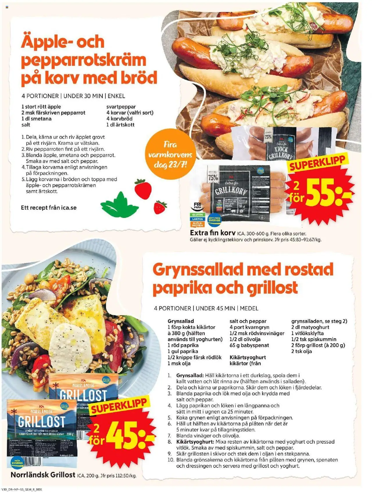 ICA Supermarket reklamblad aktuell från 21.07.2025 | Sida: 6 | Produkter: Grillost, Grillkorv, Olivolja, Pepparrot