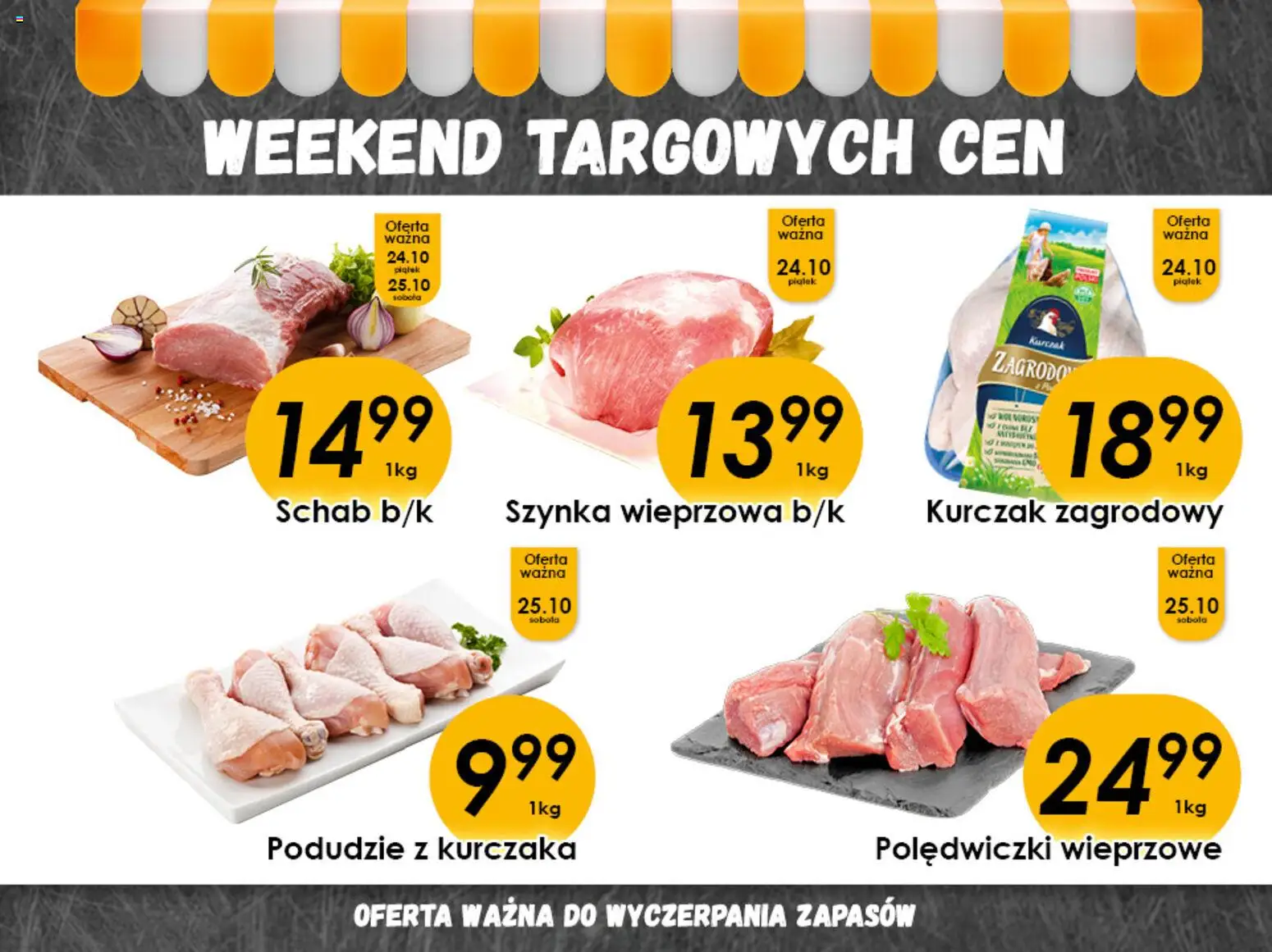Piotruś Pan promocje - Weekend targowych cen od 23.10.2025 | Strona: 1 | Produkty: Kurczak, Schab, Szynka wieprzowa, Polędwiczki wieprzowe