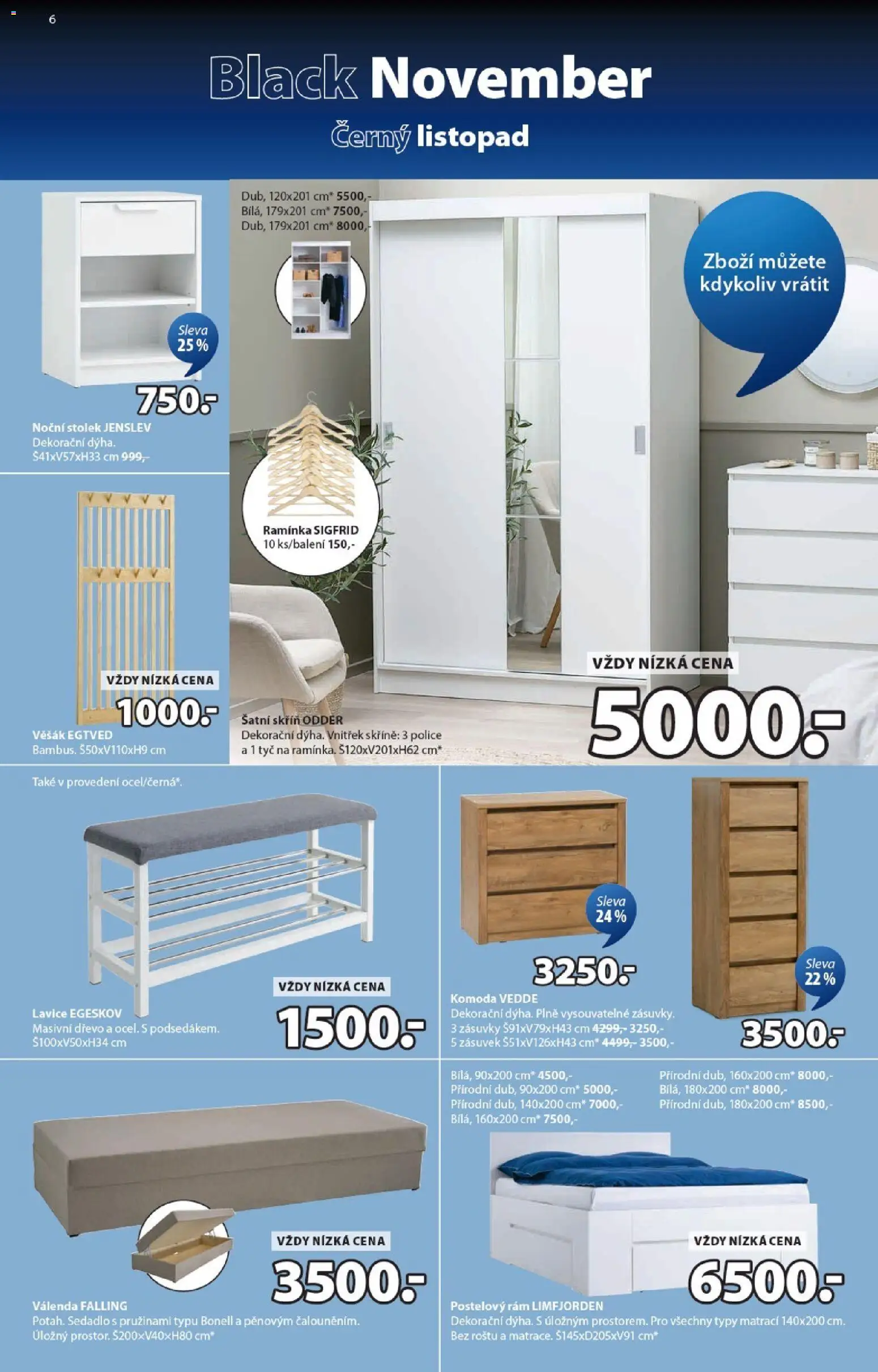 JYSK Black Friday od 12.11.2025 | Strana: 6 | Produkty: Válenda, Stolek, Lavice, Věšák