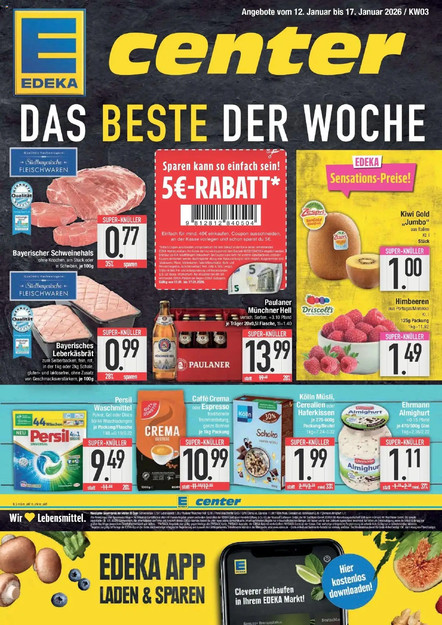 Edeka prospekt Bad Reichenhall	 – gültig ab 11.01.2026 | Seite: 1 | Produkte: Himbeeren, Kolln, Ehrmann almighurt, Persil