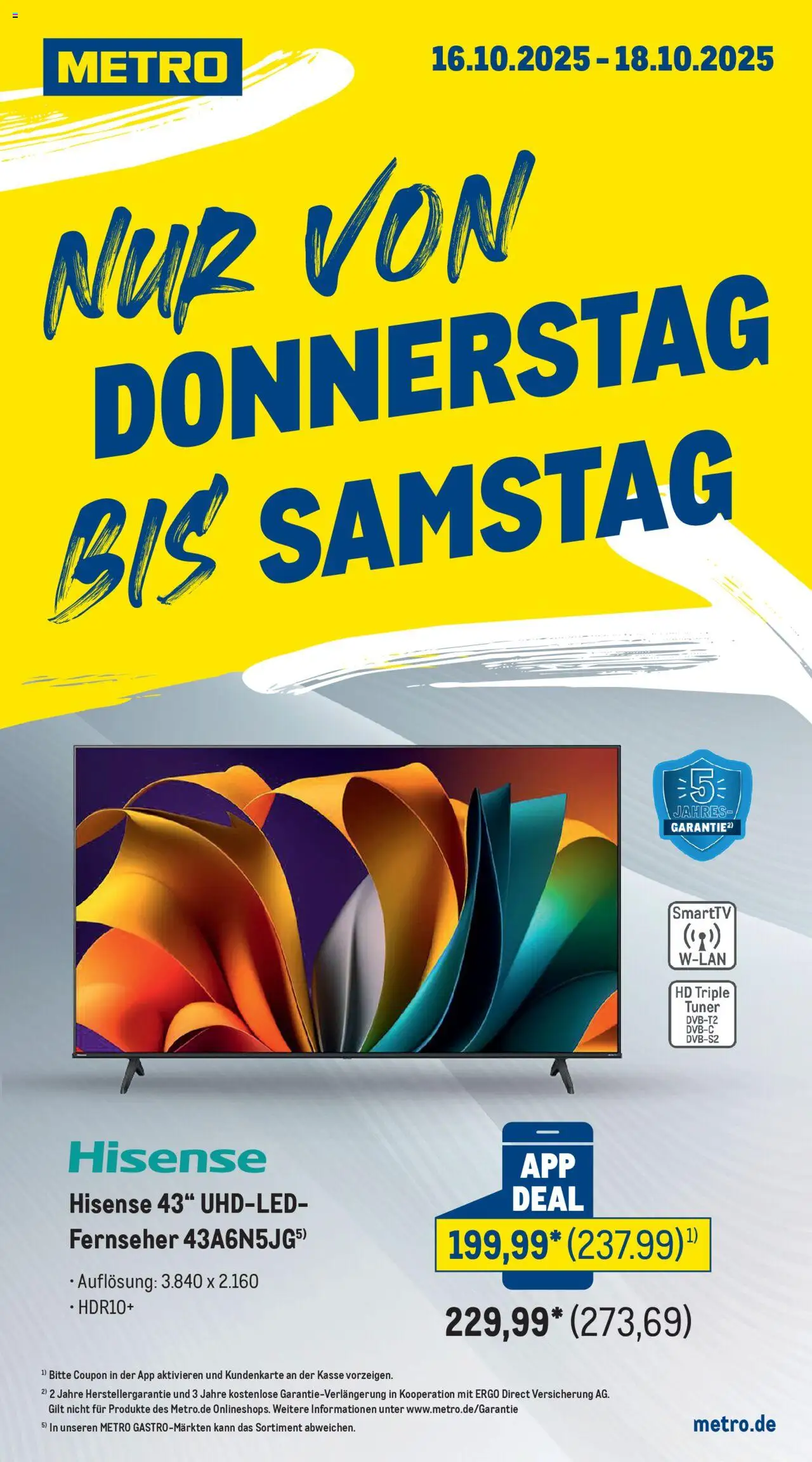 Metro App Deals – gültig ab 13.10.2025 | Seite: 3 | Produkte: Hisense, Fernseher