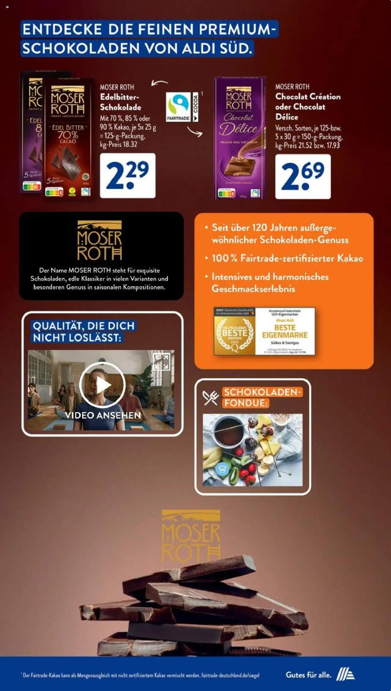 Aldi Süd Eigenmarken – gültig ab 06.10.2025 | Seite: 5 | Produkte: Schokolade, Fondue, Video