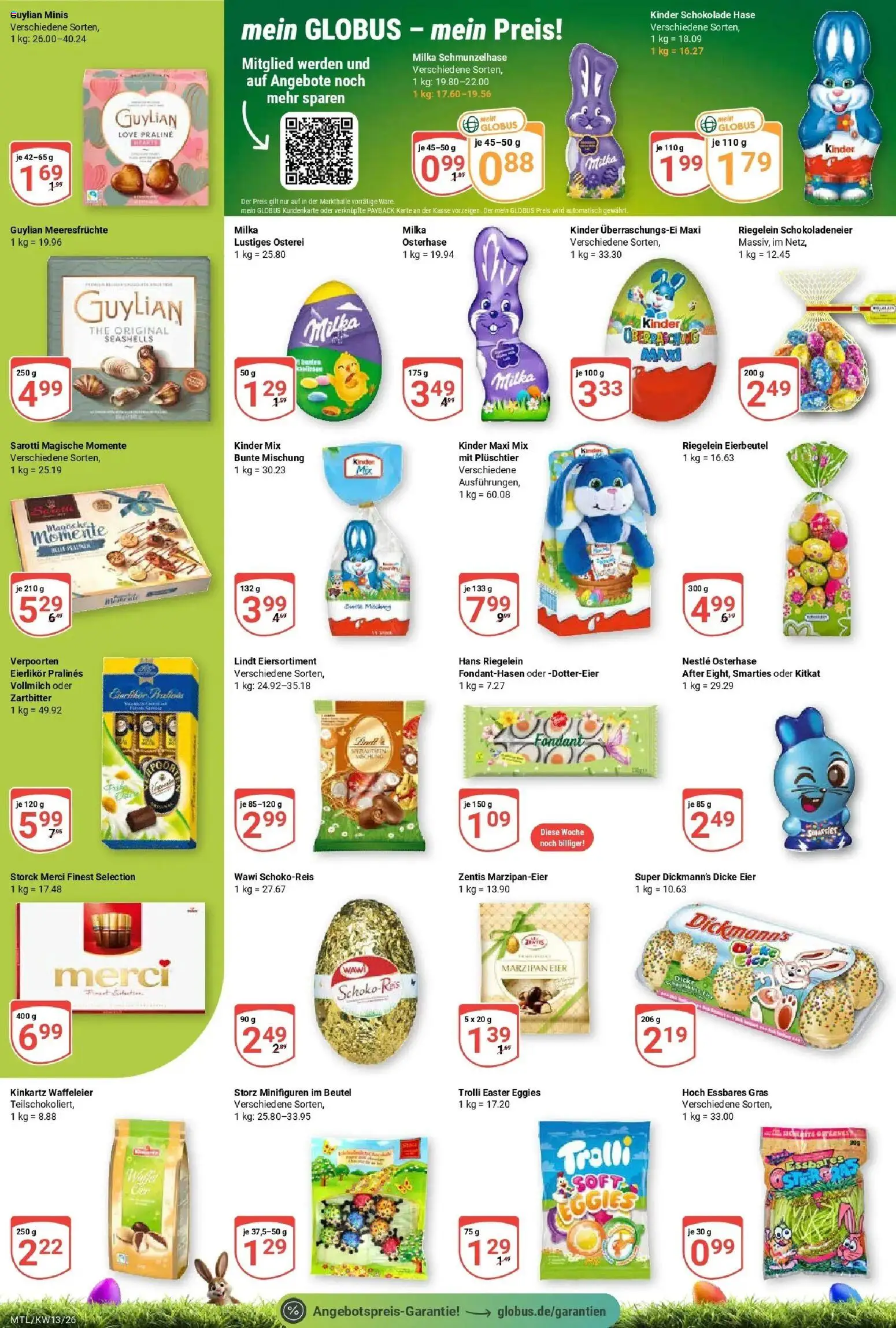 Globus prospekt Maintal-Dörnigheim	 – gültig ab 23.03.2026 | Seite: 4 | Produkte: Smarties, Milka, Meeresfrüchte, Lindt
