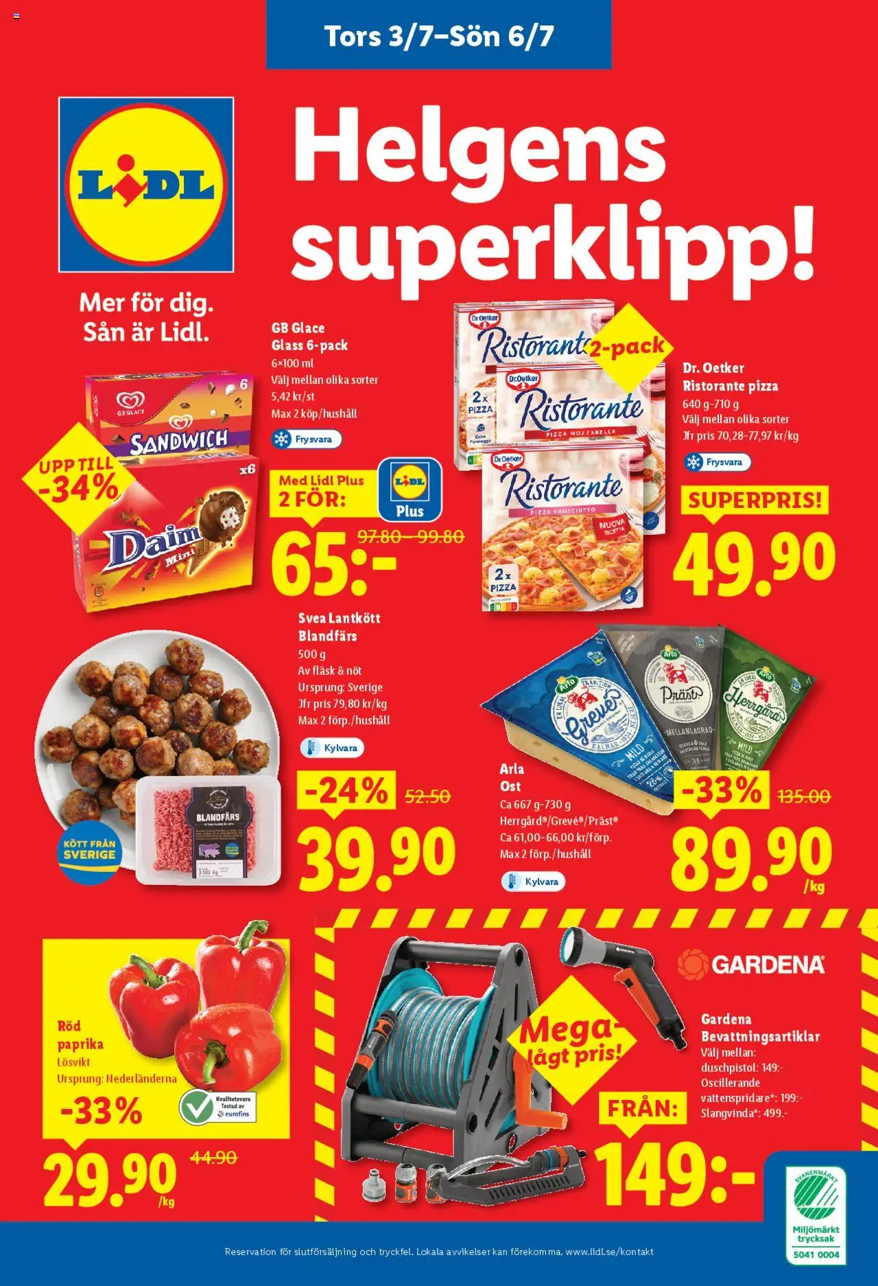 Lidl reklamblad aktuell från 30.06.2025 | Sida: 29 | Produkter: Blandfärs, Pizza, Fläsk, Glass