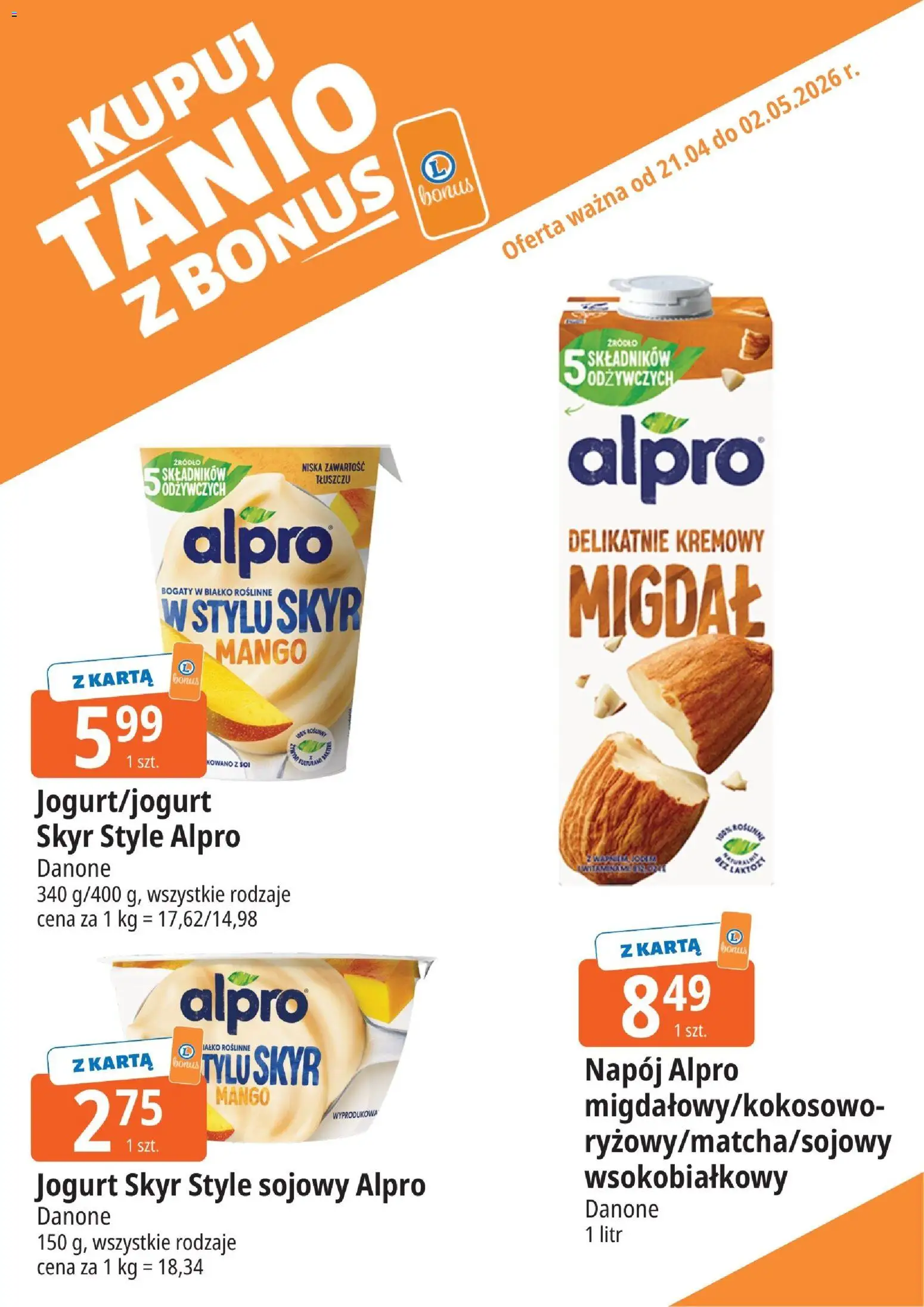 E.Leclerc gazetka - Wrocław kupony dodatkowe od 21.04.2026 | Strona: 5 | Produkty: Mango, Alpro, Jogurt, Skyr