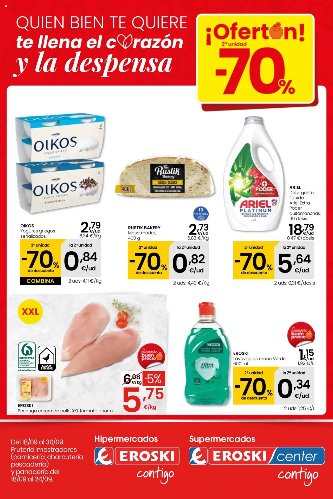Eroski - Ofertón │ válido desde el 18.09.2025 | Página: 1 | Productos: Detergente, Yogur, Té, Lavavajillas
