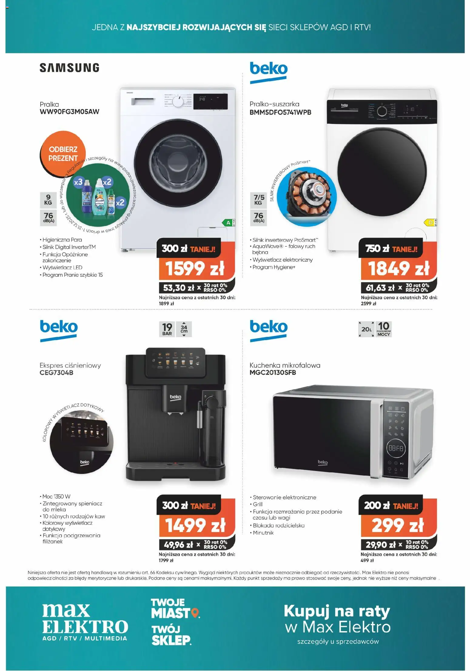 Max elektro Gazetka od 02.12.2025 | Strona: 12 | Produkty: Pralka, Kuchenka mikrofalowa, Kuchenka, Grill