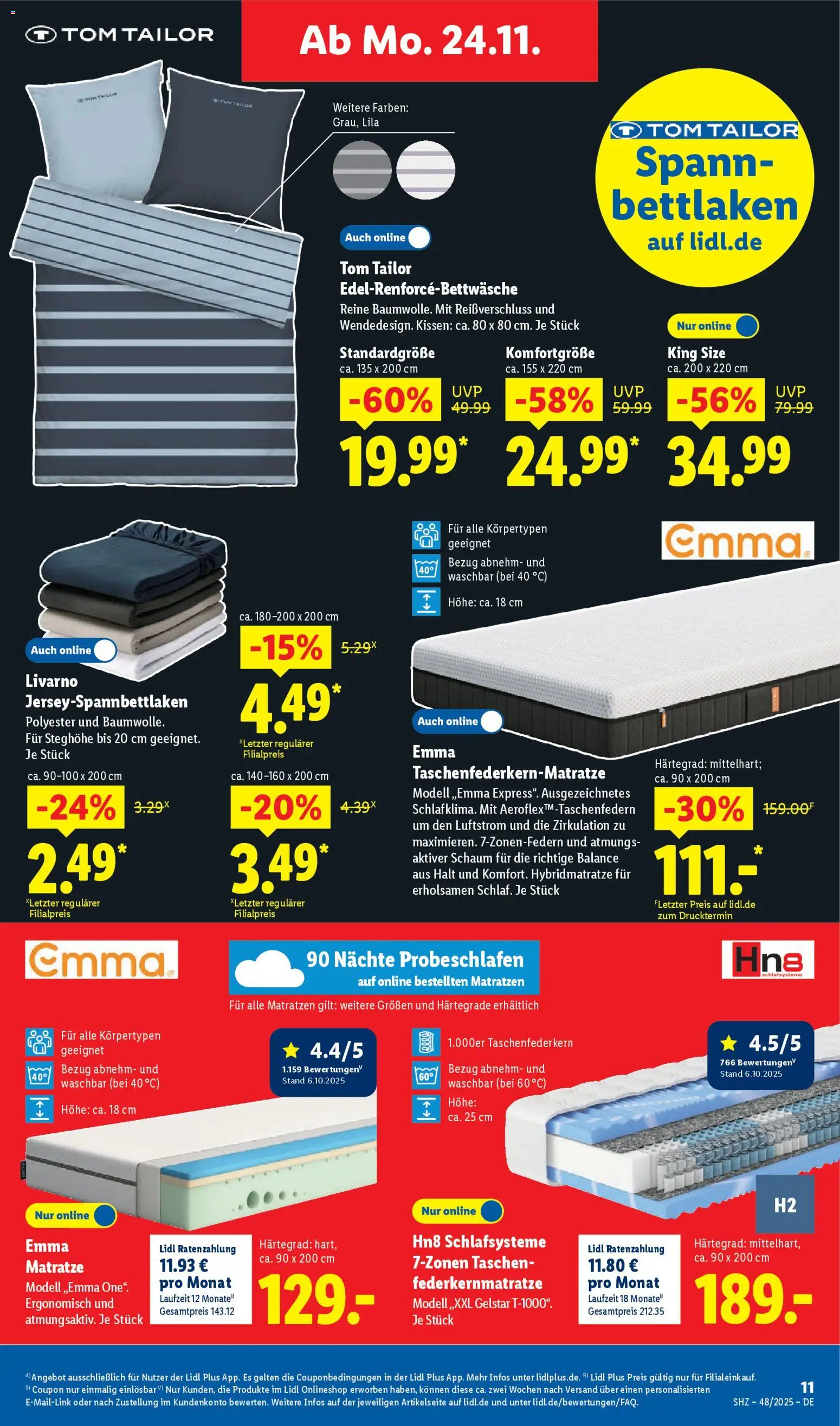 Lidl Prospekt Grimma – gültig ab 24.11.2025 | Seite: 11 | Produkte: Matratze, Kissen