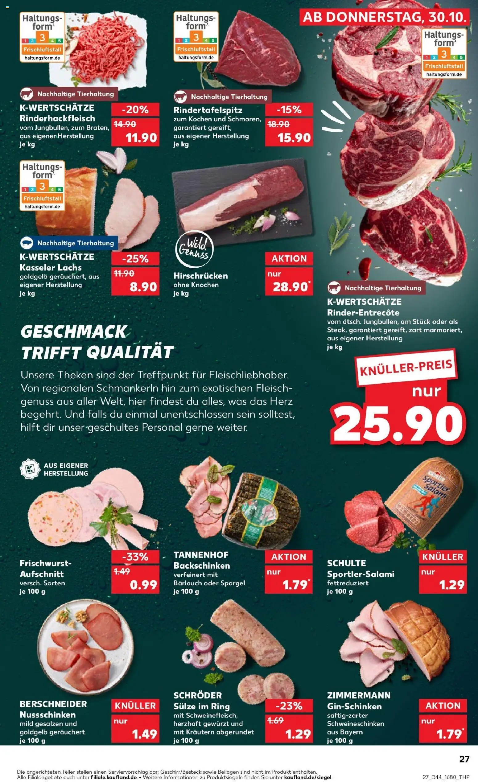 Kaufland prospekt Rheinfelden (Baden)	 – gültig ab 30.10.2025 | Seite: 27 | Produkte: Spargel, Lachs, Salami, Fleisch