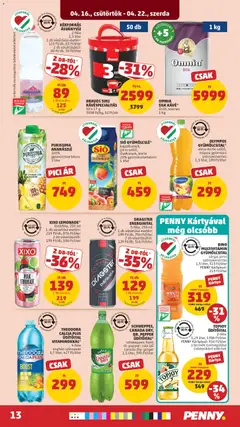 PENNY akciós újság - amely érvényes a következő dátumtól: 16.04.2026 | Oldal: 17 | Termékek: Tonic, Gyümölcsital, Ananászlé, Alma