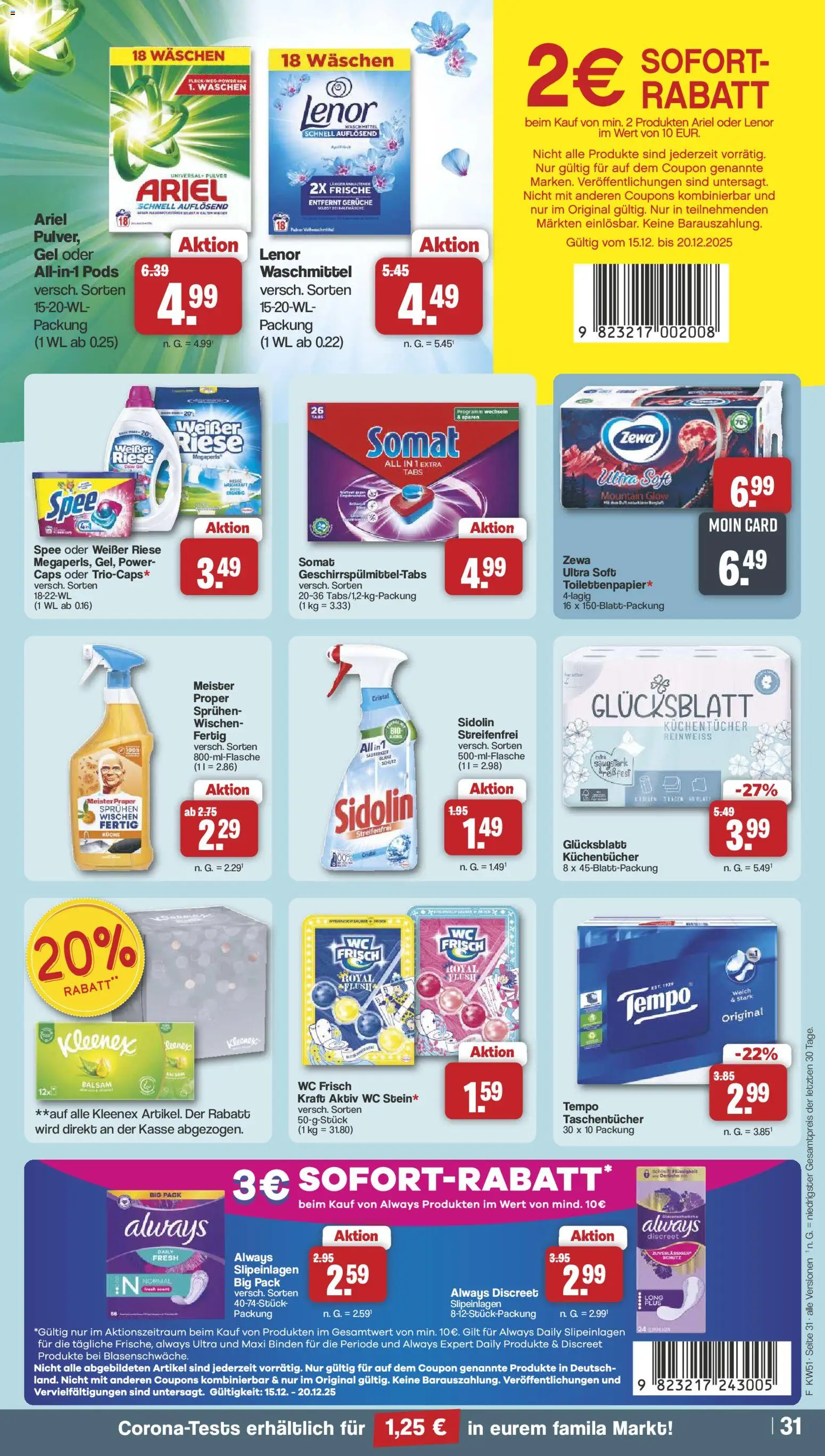 Famila Nordwest - Markt - Angebote – gültig ab 14.12.2025 | Seite: 33 | Produkte: Lenor, Spee, Waschmittel, Tempo