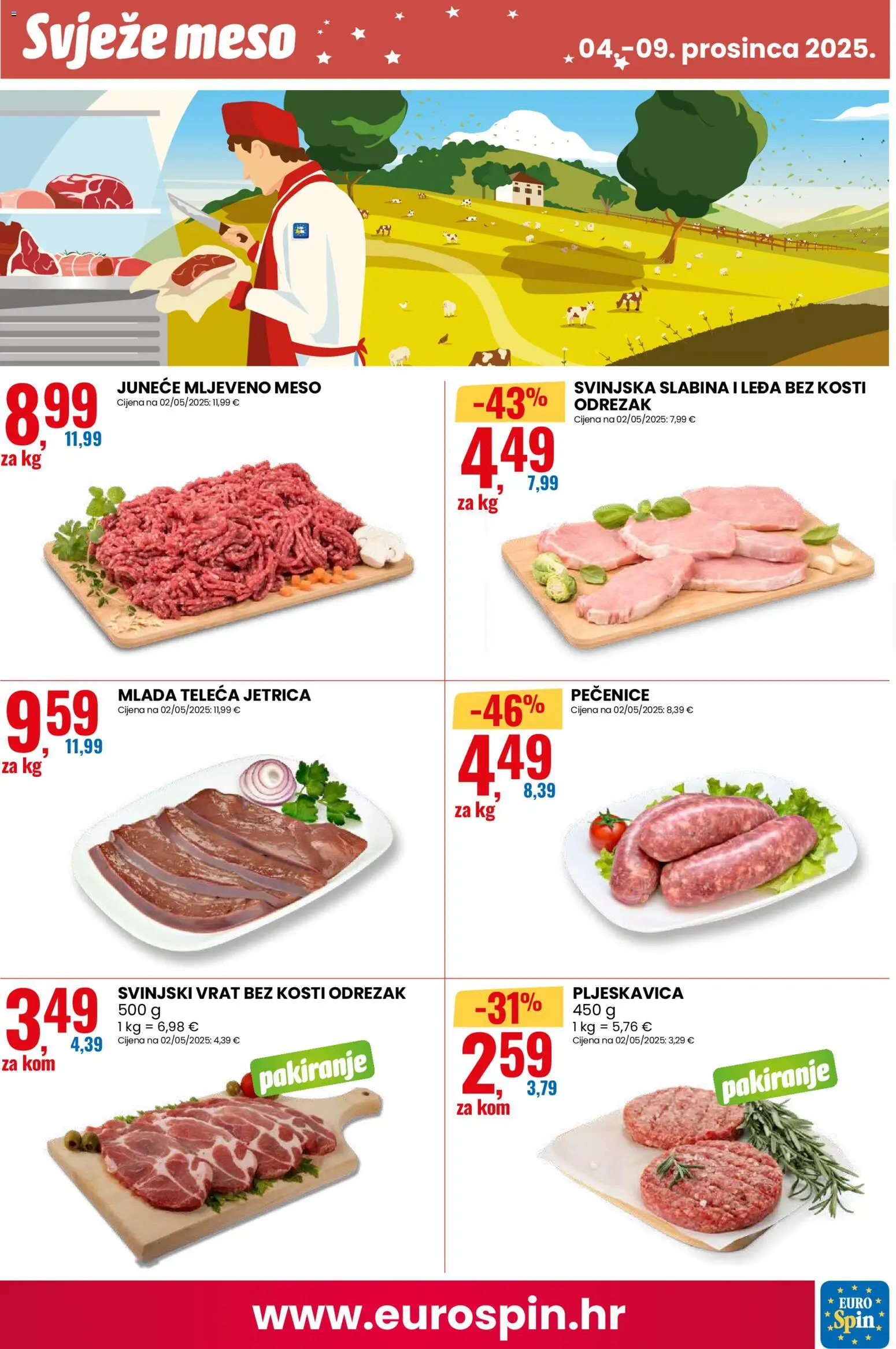 Eurospin katalog | vrijedi od 04.12.2025 | Stranica: 11 | Proizvodi: Svinjski vrat, Meso, Mljeveno meso