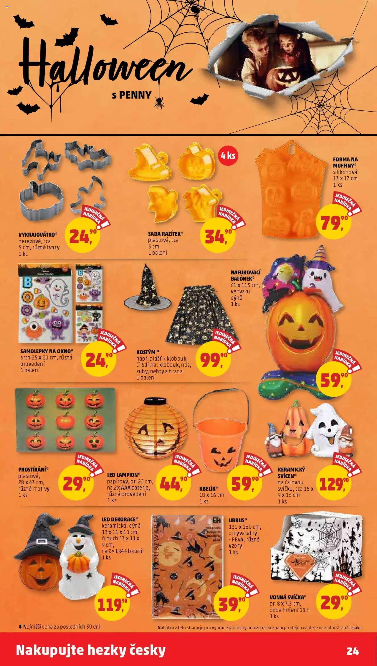 Penny Market leták - Čtvrtečník od 09.10.2025 | Strana: 24 | Produkty: Vykrajovátko, Lampión, Samolepky, LED