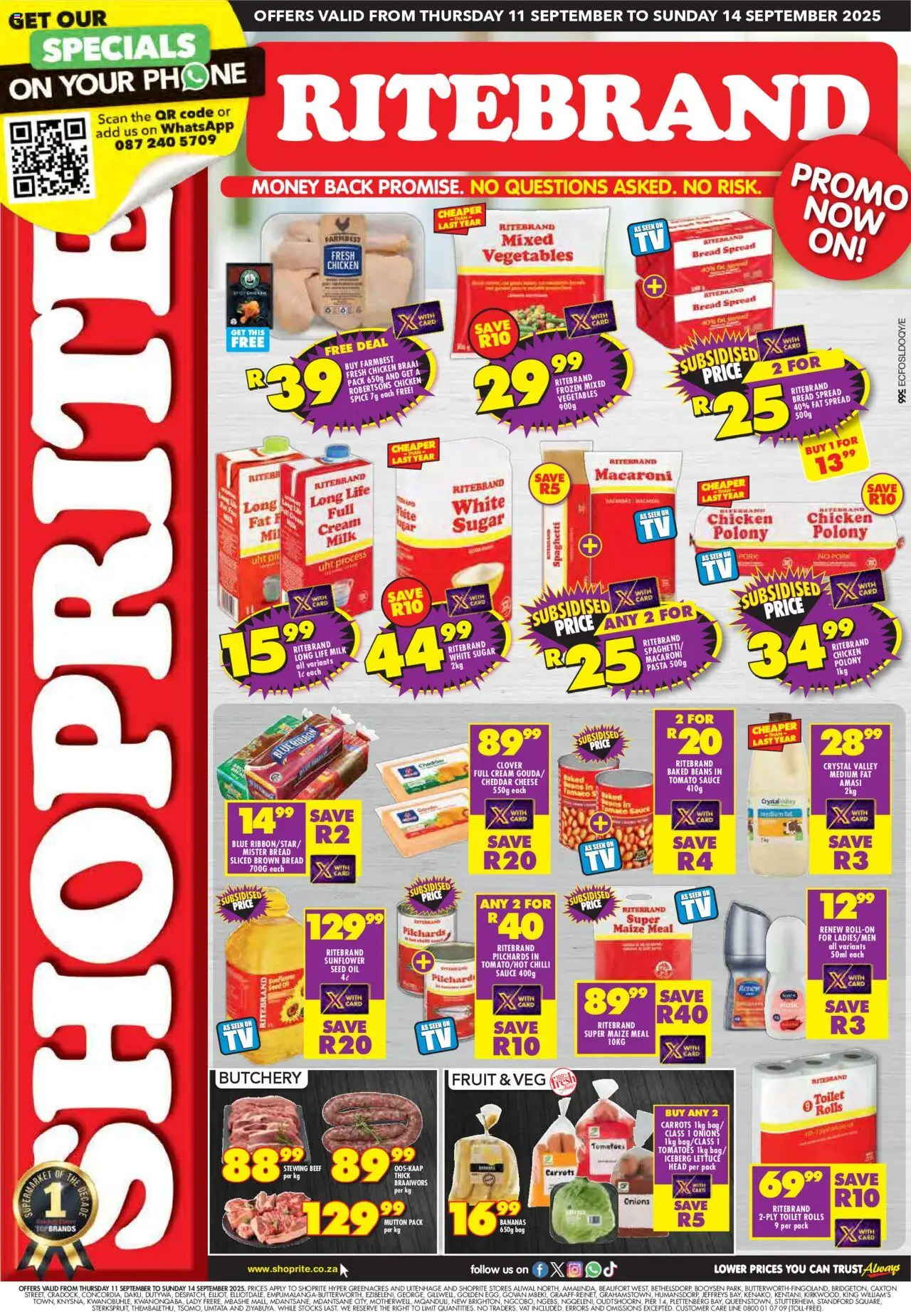 New Shoprite catalogue – valid from 11.09.2025 | Page: 1 | Products: Beef, Carrots, Onions, Lettuce