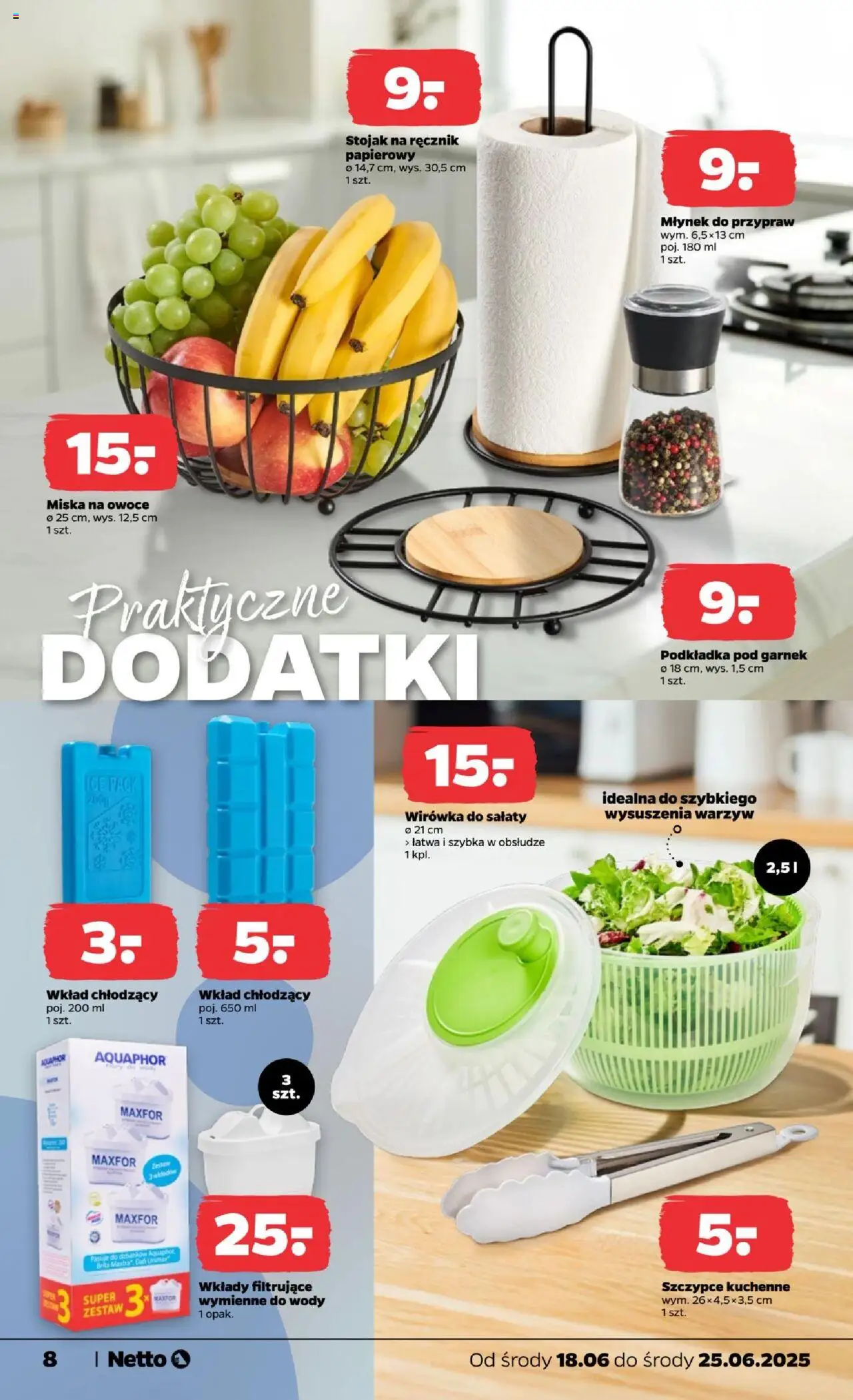 Netto gazetka - Non Food od 18.06.2025 | Strona: 8 | Produkty: Młynek, Garnek, Ręcznik papierowy, Owoce