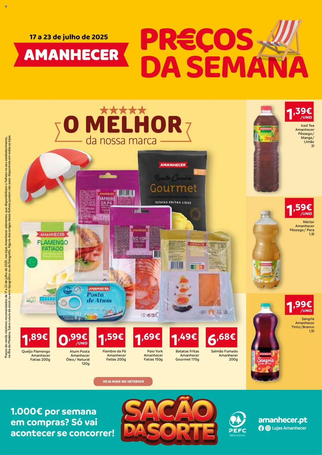 Amanhecer Folheto Madeira │ válido de 17.07.2025 | Página: 1 | Produtos: Salmão, Queijo, Pá, Batatas fritas
