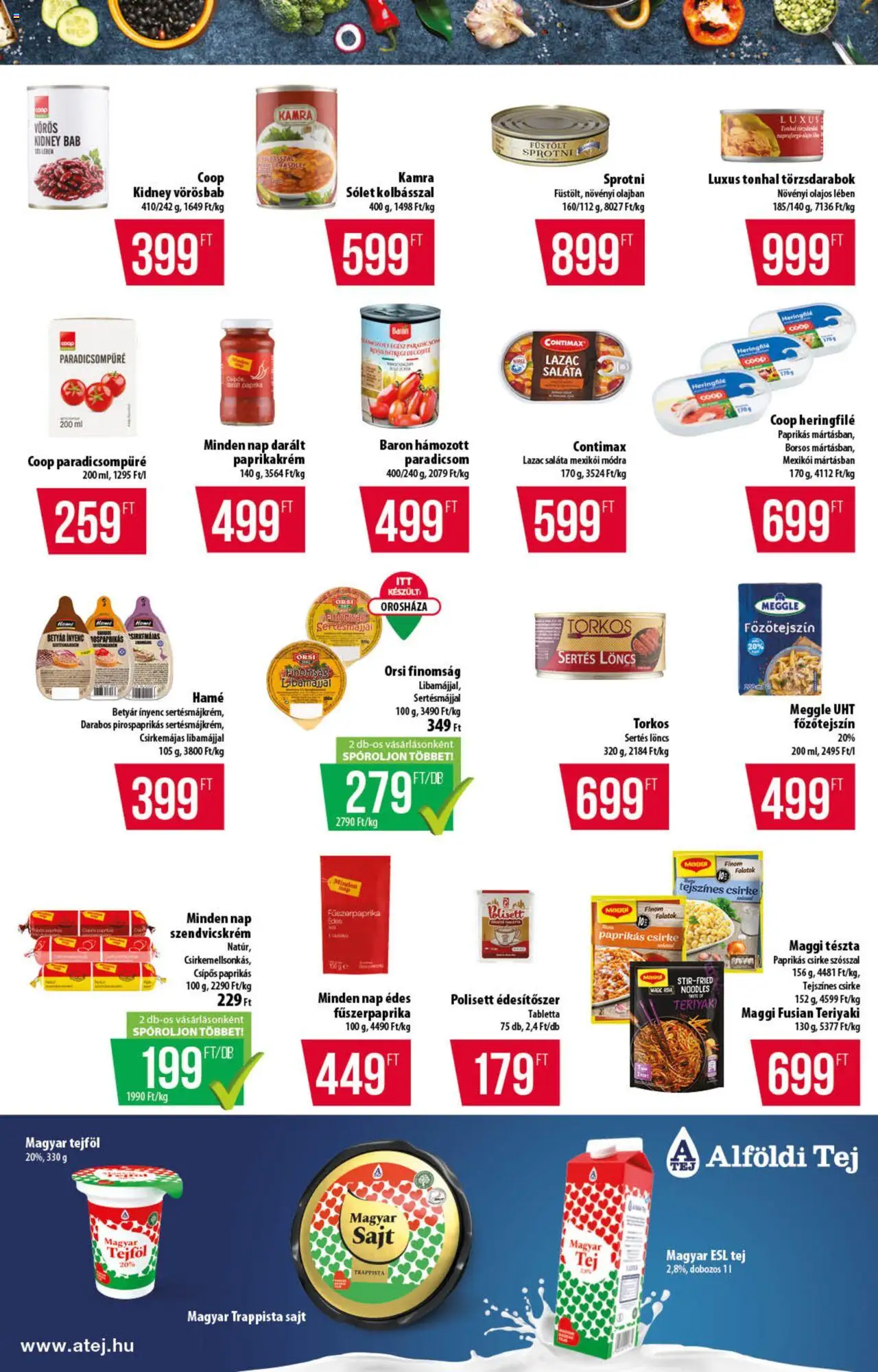 COOP akciós ujság - amely érvényes a következő dátumtól: 07.08.2025 | Oldal: 7 | Termékek: Maggi, Paradicsom, Tejföl, Trappista sajt