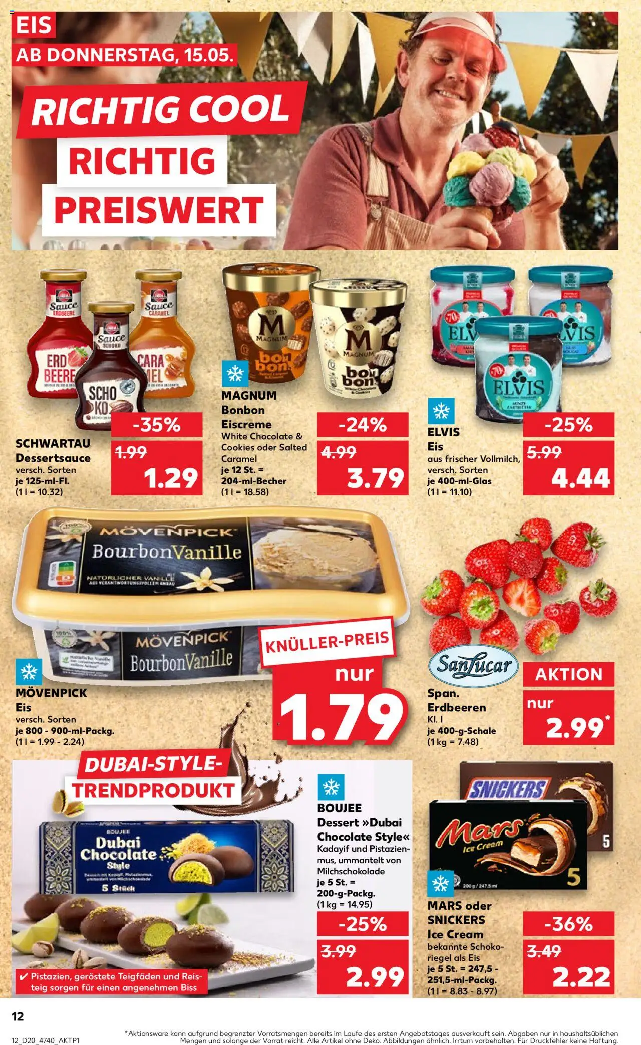 Kaufland - Hannover, Bornumer Straße 141 - gültig ab dem 15.05.2025 | Seite: 12 | Produkte: Pistazien, Mars, Movenpick eis, Erdbeeren