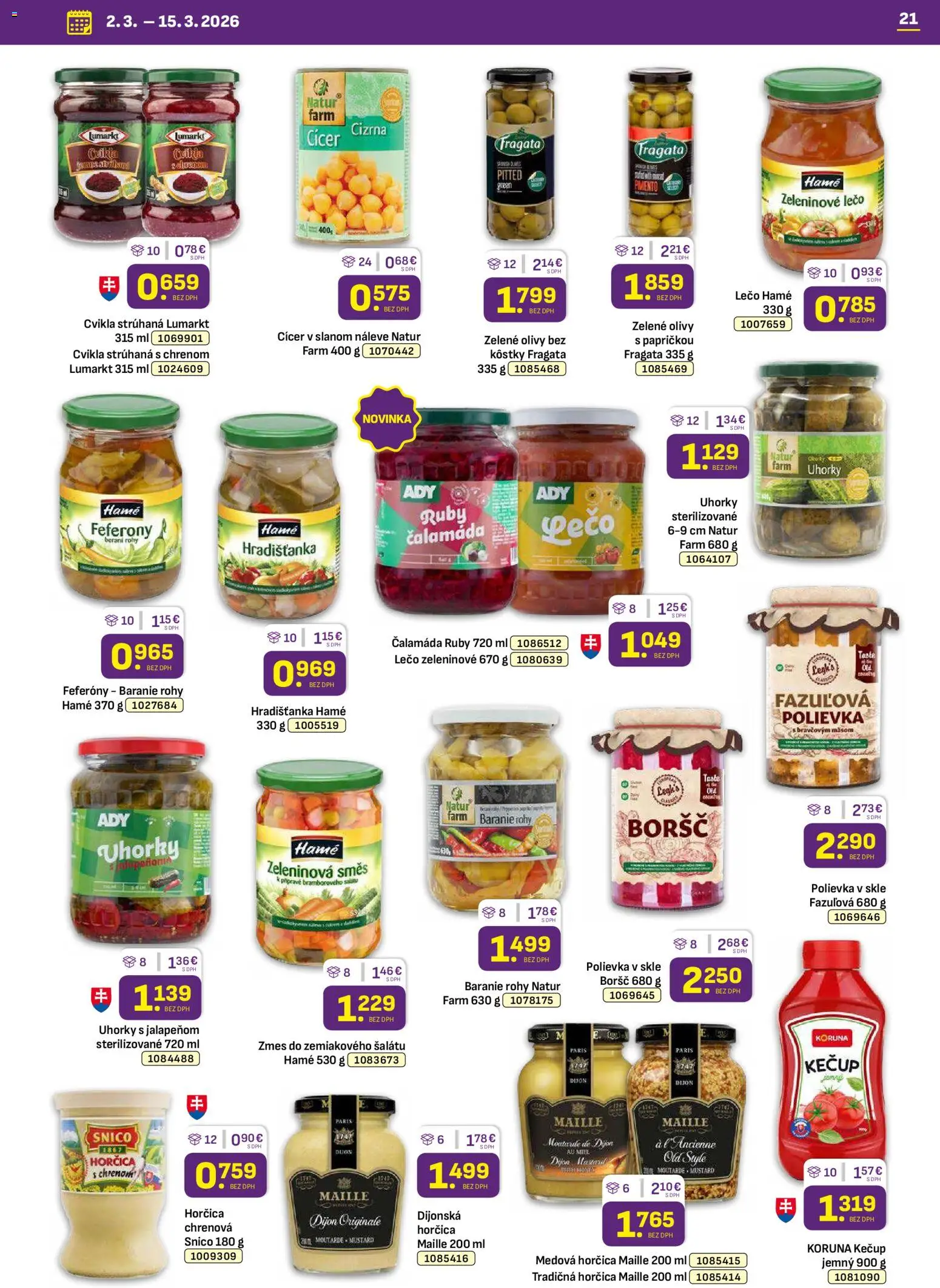 Nové Libex akcie – leták je platný od 02.03.2026 | Strana: 21 | Produkty: Kečup, Cvikla, Šalát, Uhorky