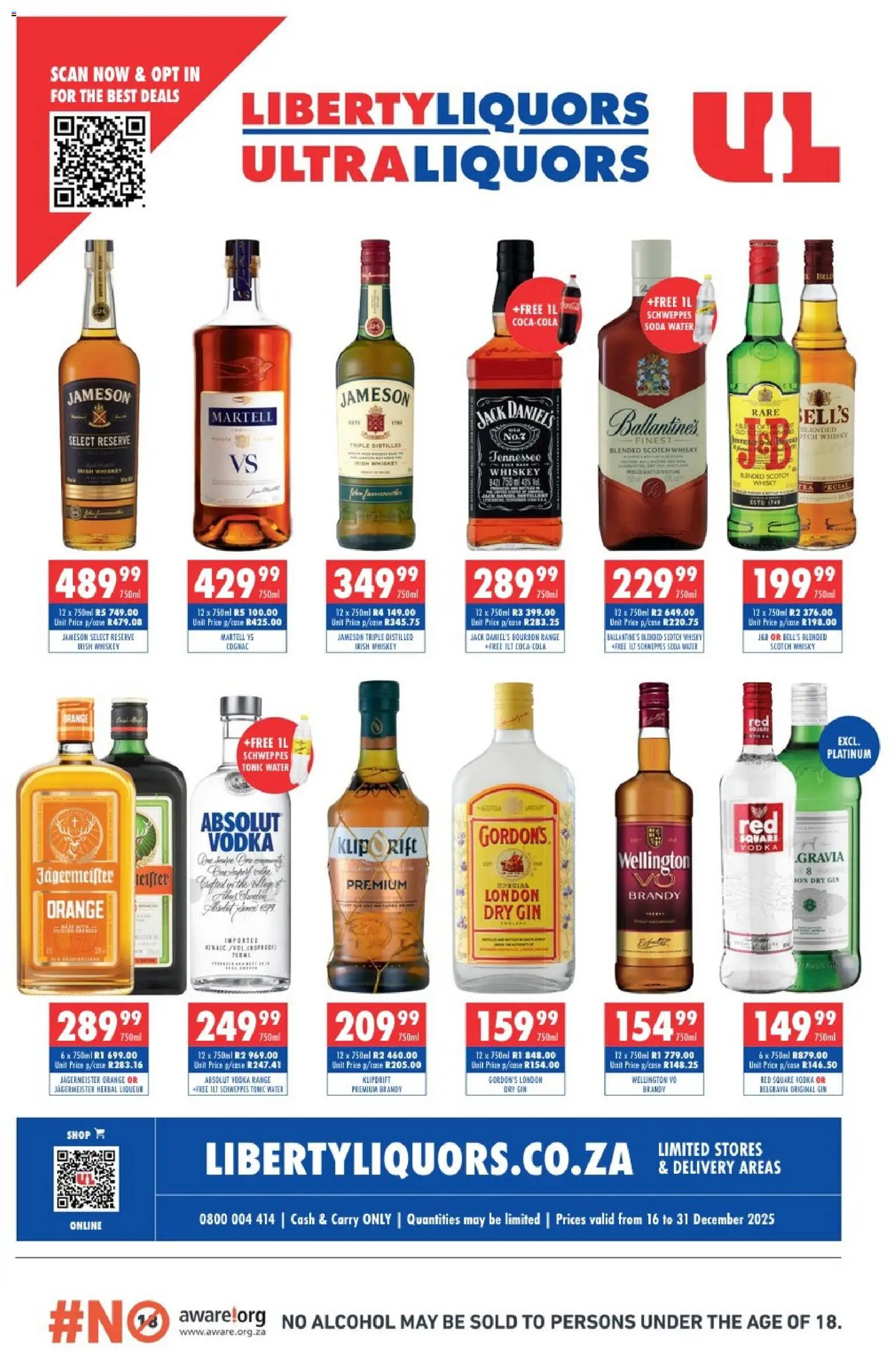 New Ultra Liquors catalogue – valid from 16.12.2025 | Page: 1 | Products: Bed, Brandy, Tonic, Ensalada de quino