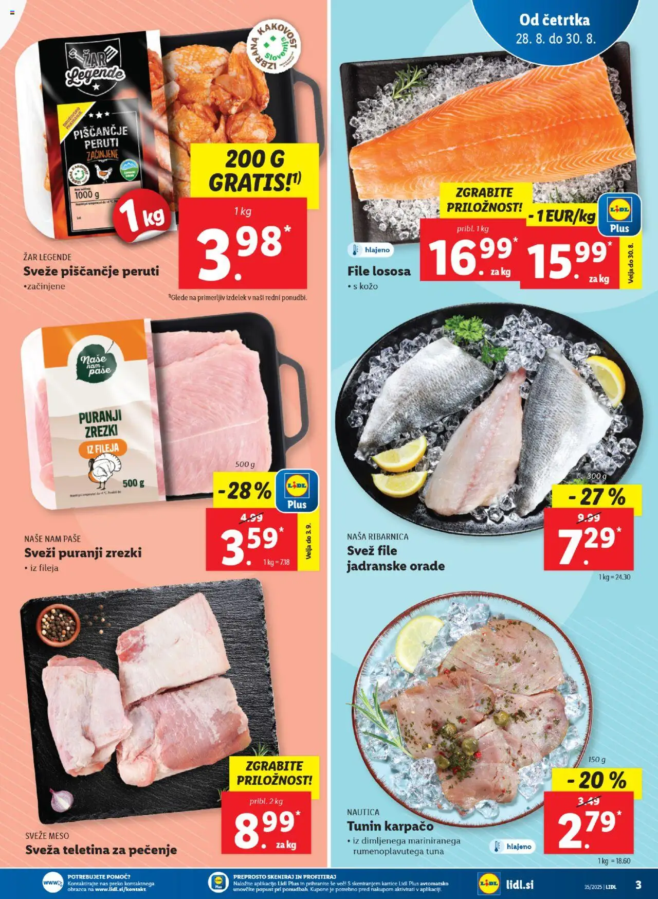 Lidl katalog │ velja od 28.08.2025 | Stran: 3 | Izdelki: Zar, Tuna, Teletina, Zrezki