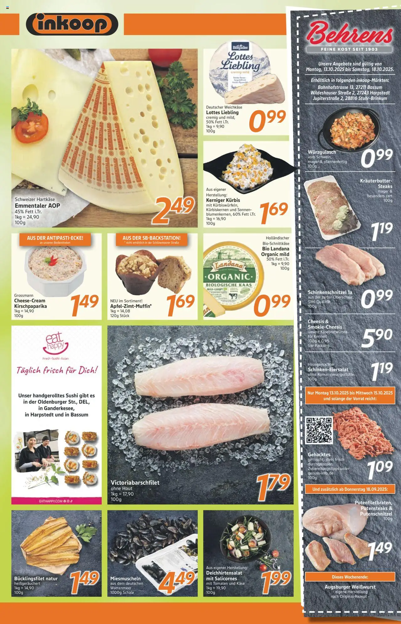 Inkoop Prospekt 	 – gültig ab 13.10.2025 | Seite: 4 | Produkte: Weißwurst, Tomaten, Putenschnitzel, Kürbis