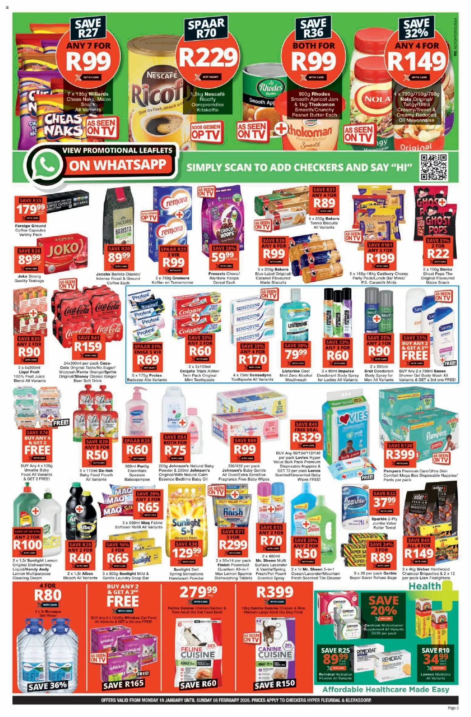 New Checkers catalogue – valid from 19.01.2026 | Page: 3 | Products: Chicken, Rice, Refuse bags, Caramel