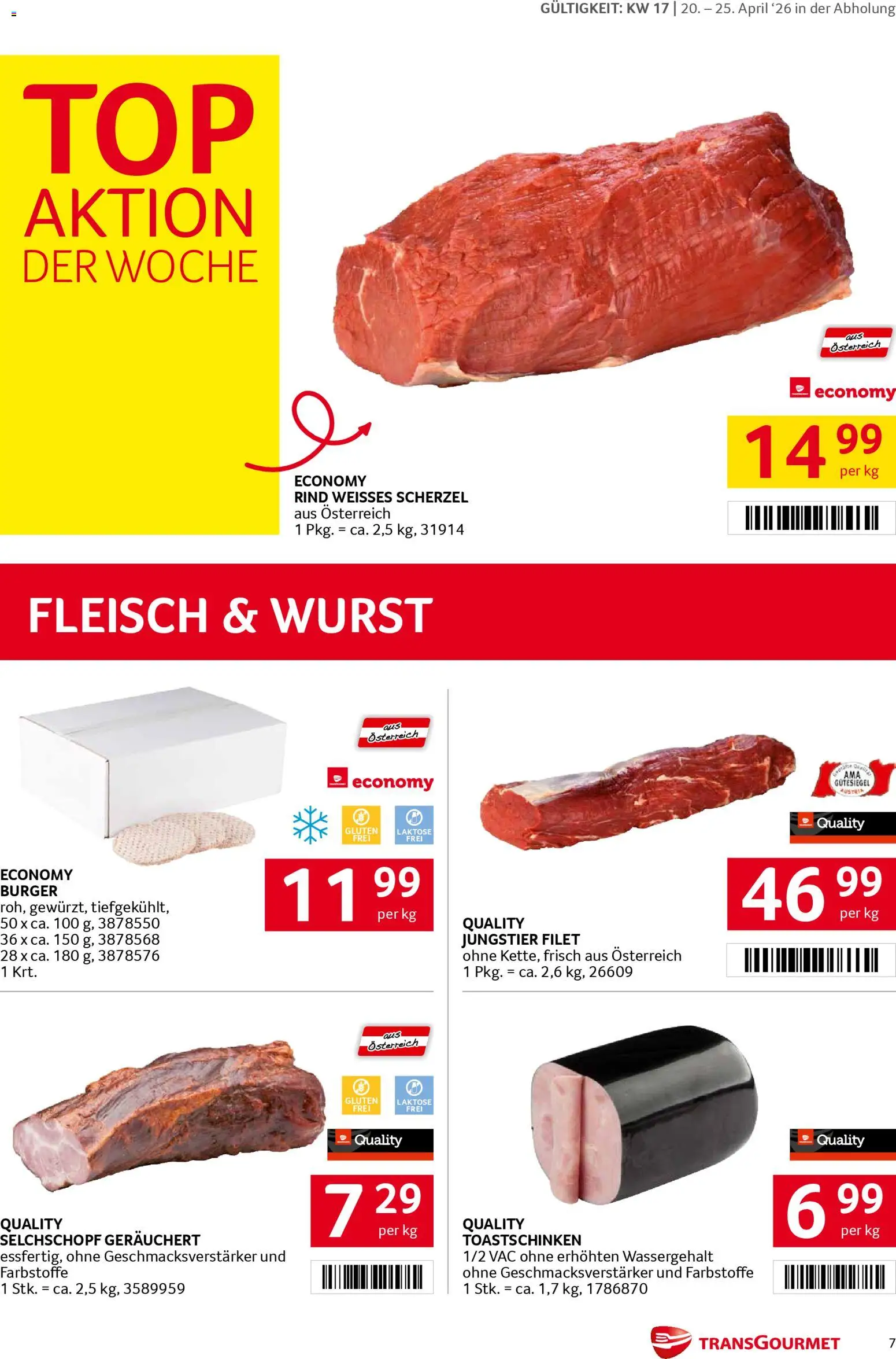 Transgourmet Flugblatt gültig ab 20.04.2026 | Seite: 7 | Produkte: Wurst