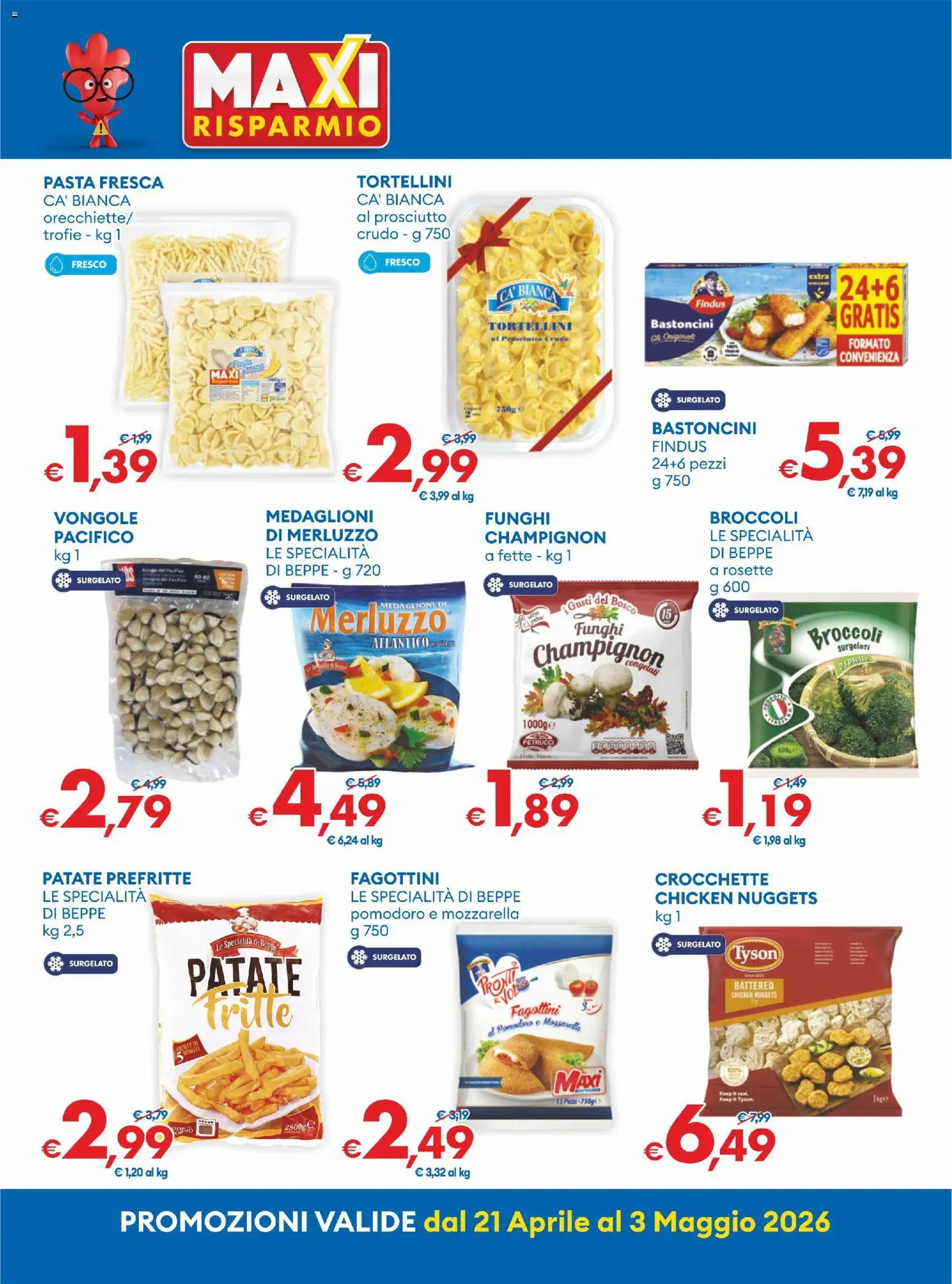 Volantino MD Discount del 21.04.2026 | Pagina: 3 | Prodotti: Prosciutto Crudo, Merluzzo, Patate, Prosciutto
