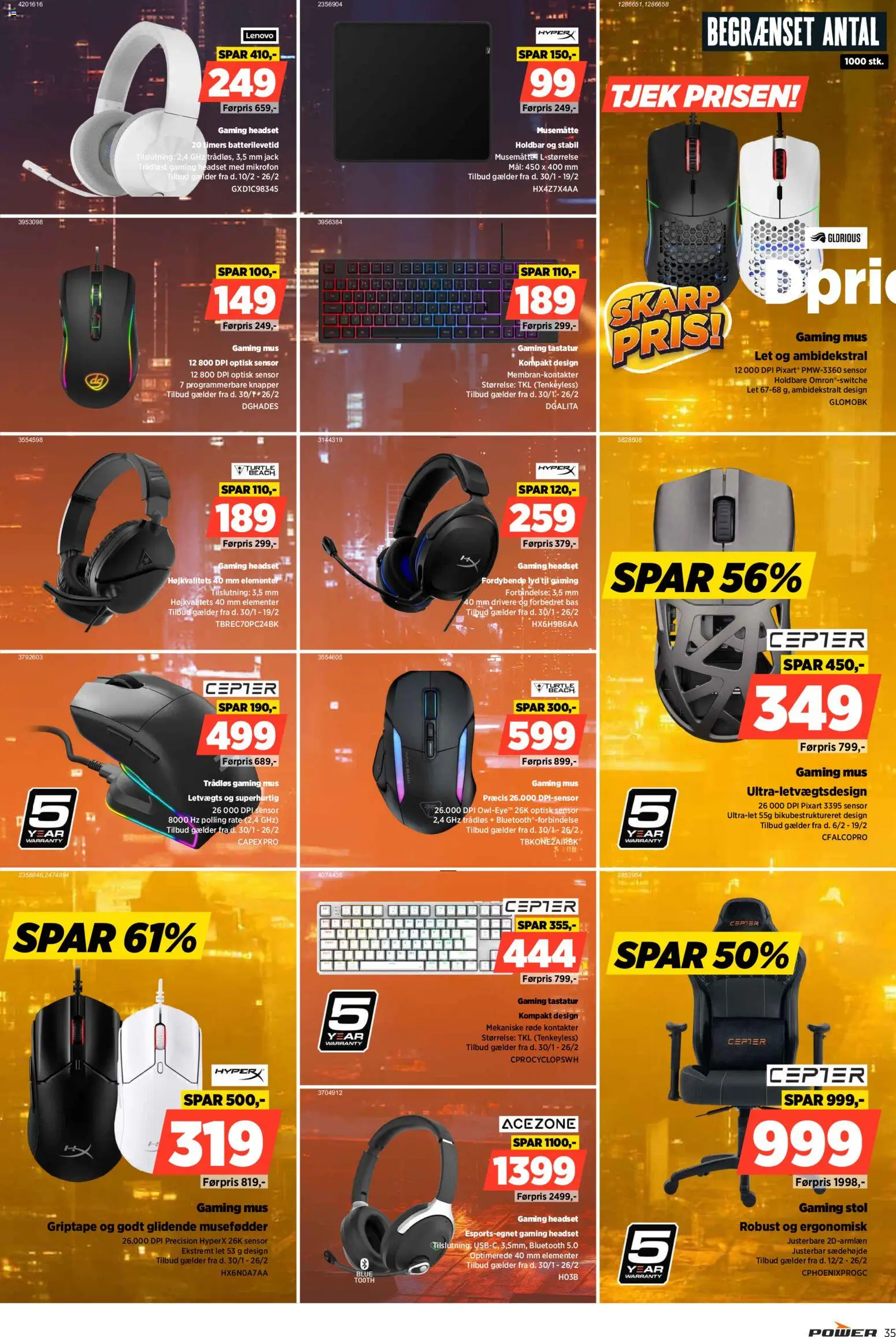 Power tilbudsavis – gyldig fra 13.02.2026 | Side: 35 | Produkter: Stol, Mus, Gaming mus, Lyd